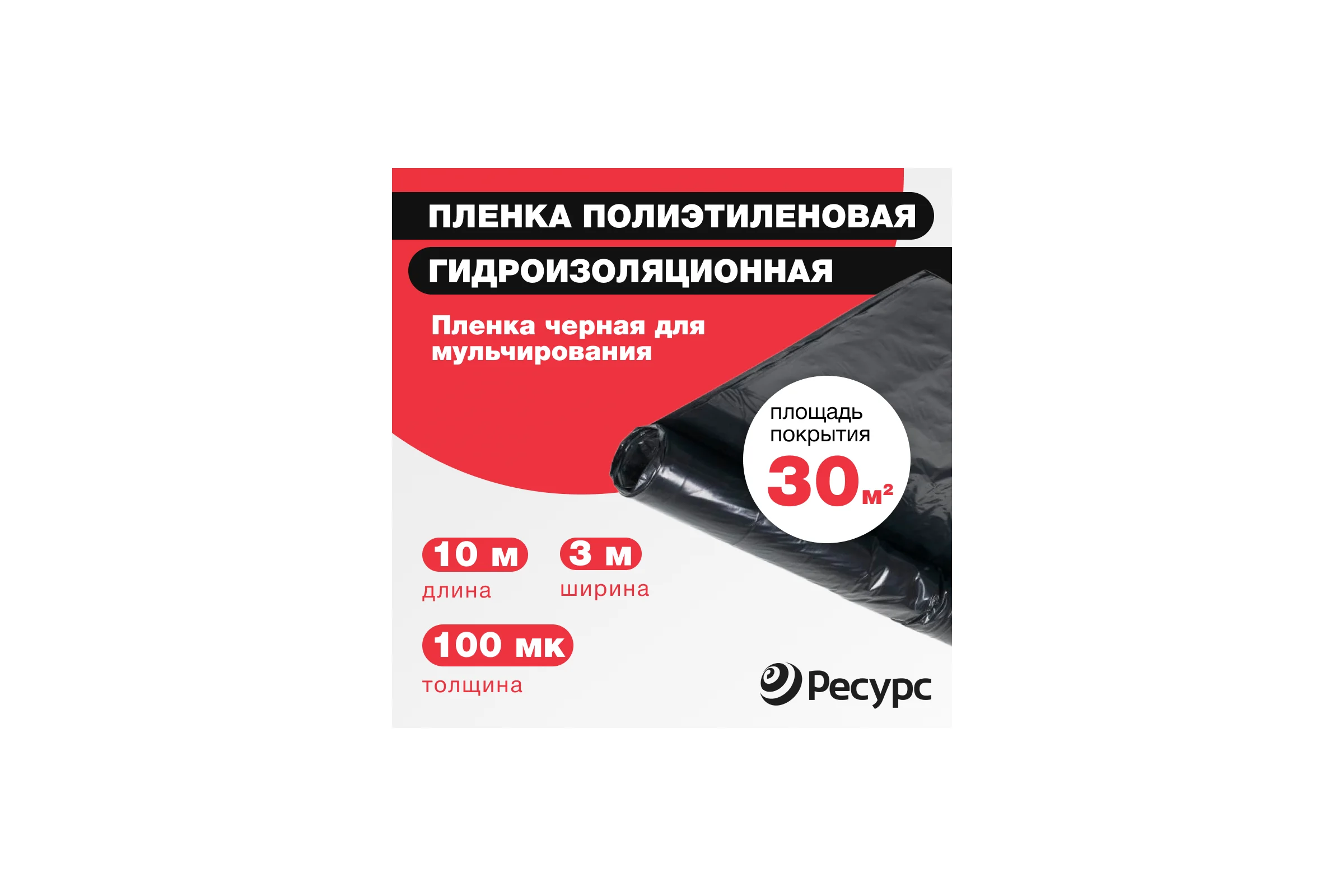 Пленка Ресурс черная, 100 мкм, 3х10 м 10056