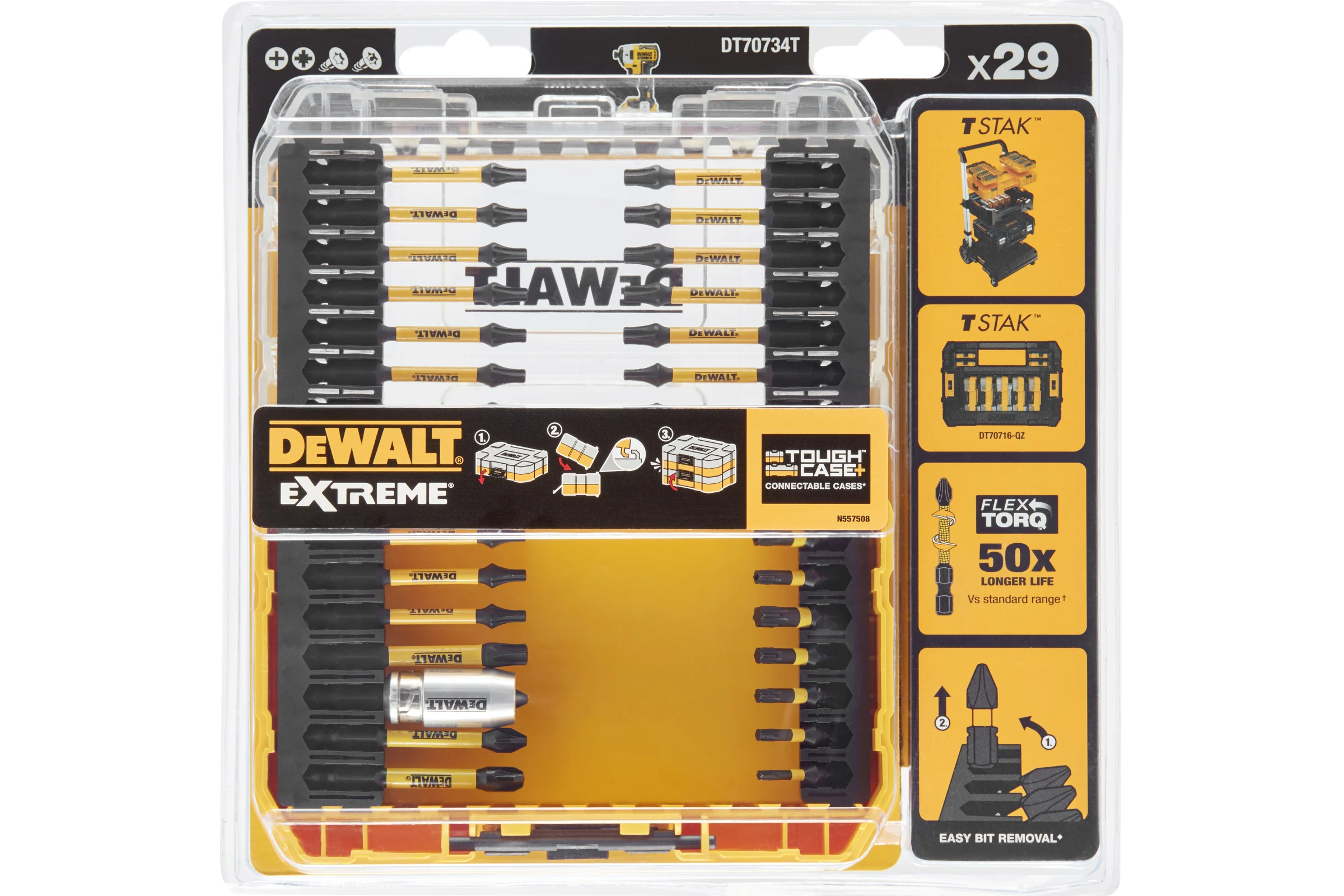 Набор бит и насадок 29 шт FLEXTORQ DEWALT DT70734T-QZ
