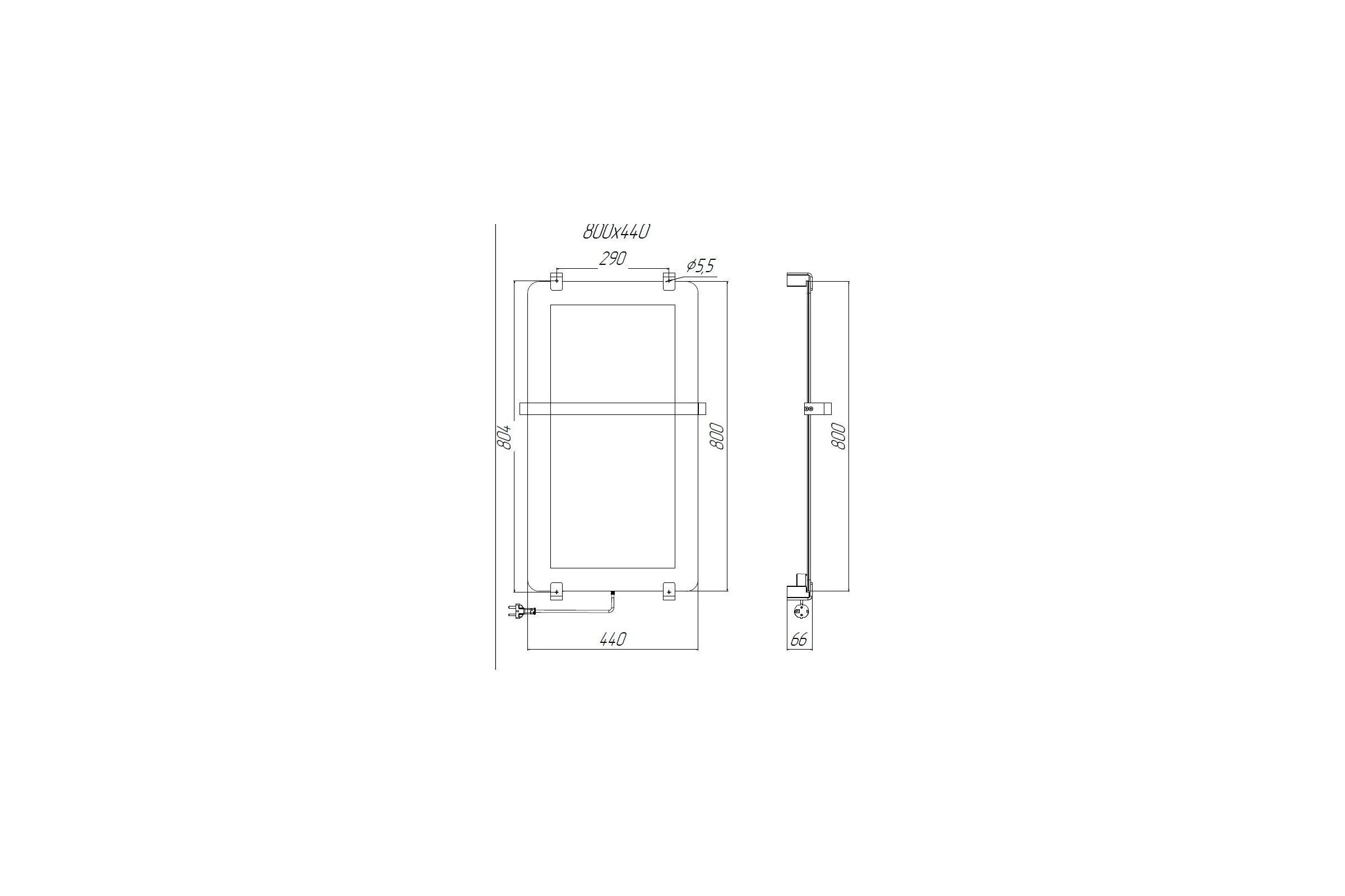 Полотенцесушитель электрический ALLEN BRAU INFINITY, зеркало 800x440мм 8.21001.GL 275617 00275617