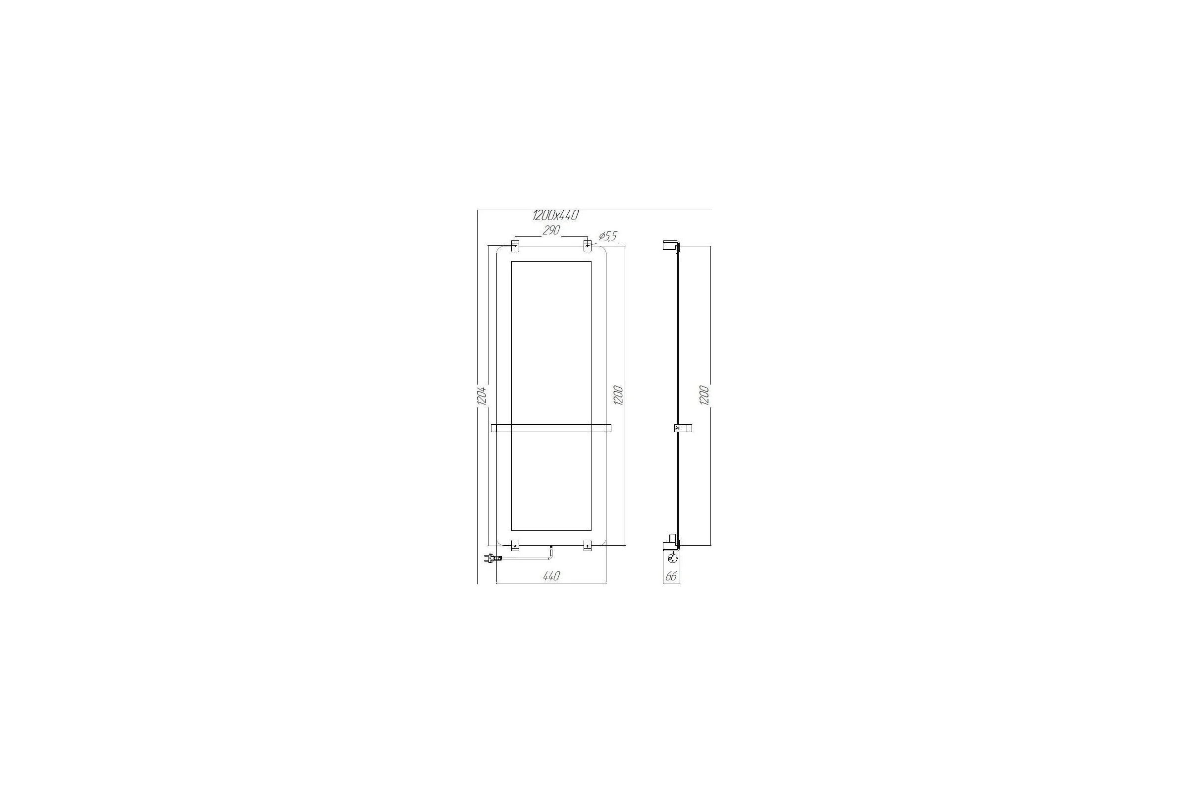 Полотенцесушитель электрический ALLEN BRAU INFINITY, зеркало 1200x440мм 8.21003.GL 275619 00275619
