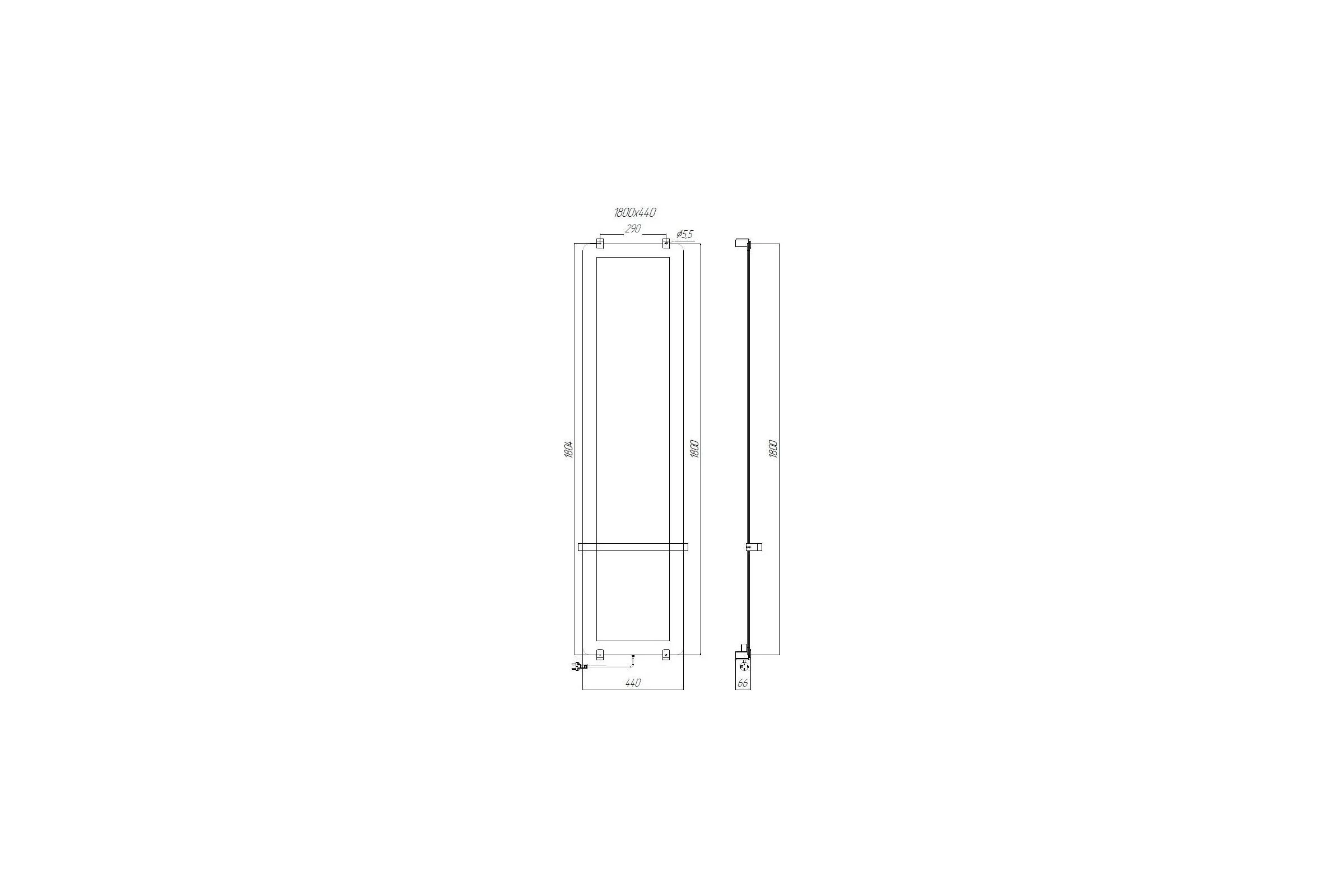 Полотенцесушитель электрический ALLEN BRAU INFINITY, зеркало 1800x440мм 8.21006.GL 275622 00275622