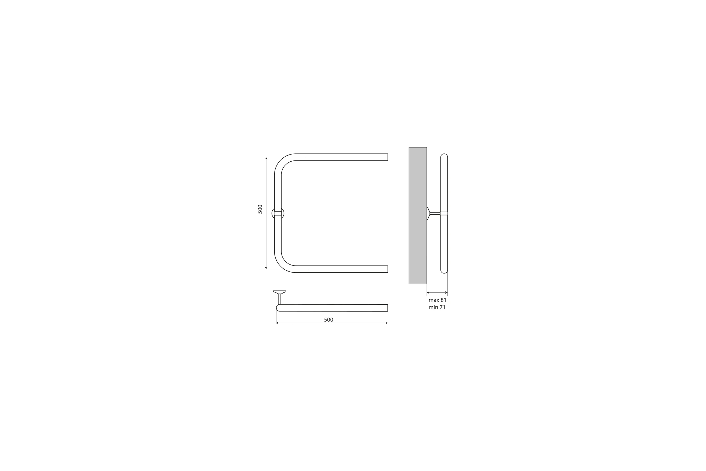 Полотенцесушитель Melodia della vita Moon 50x50 П-образный без кронштейна MTRMN5050 13414