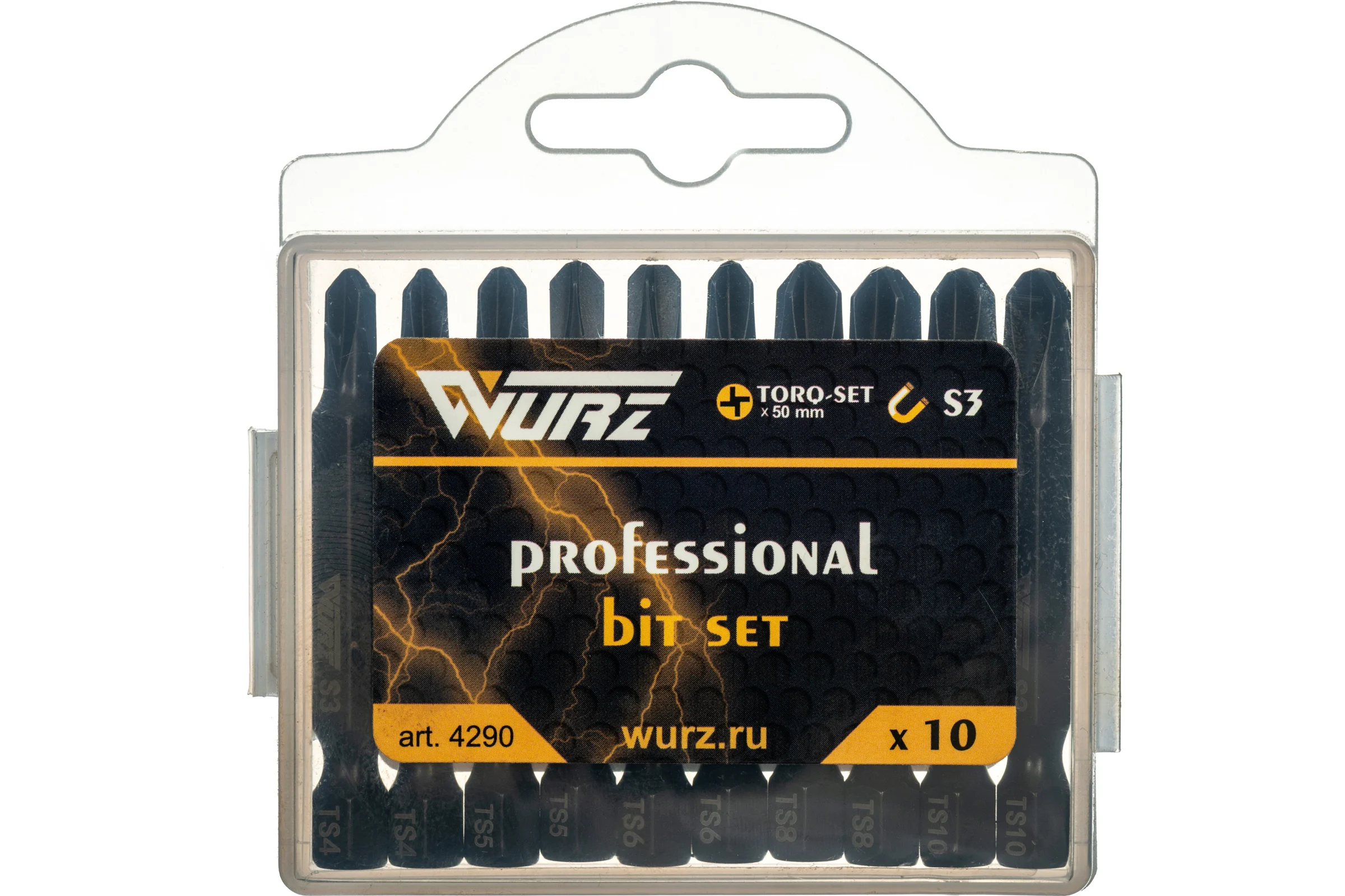 Набор бит Torq-set 50 мм, S3, 10 шт WURZ 4290