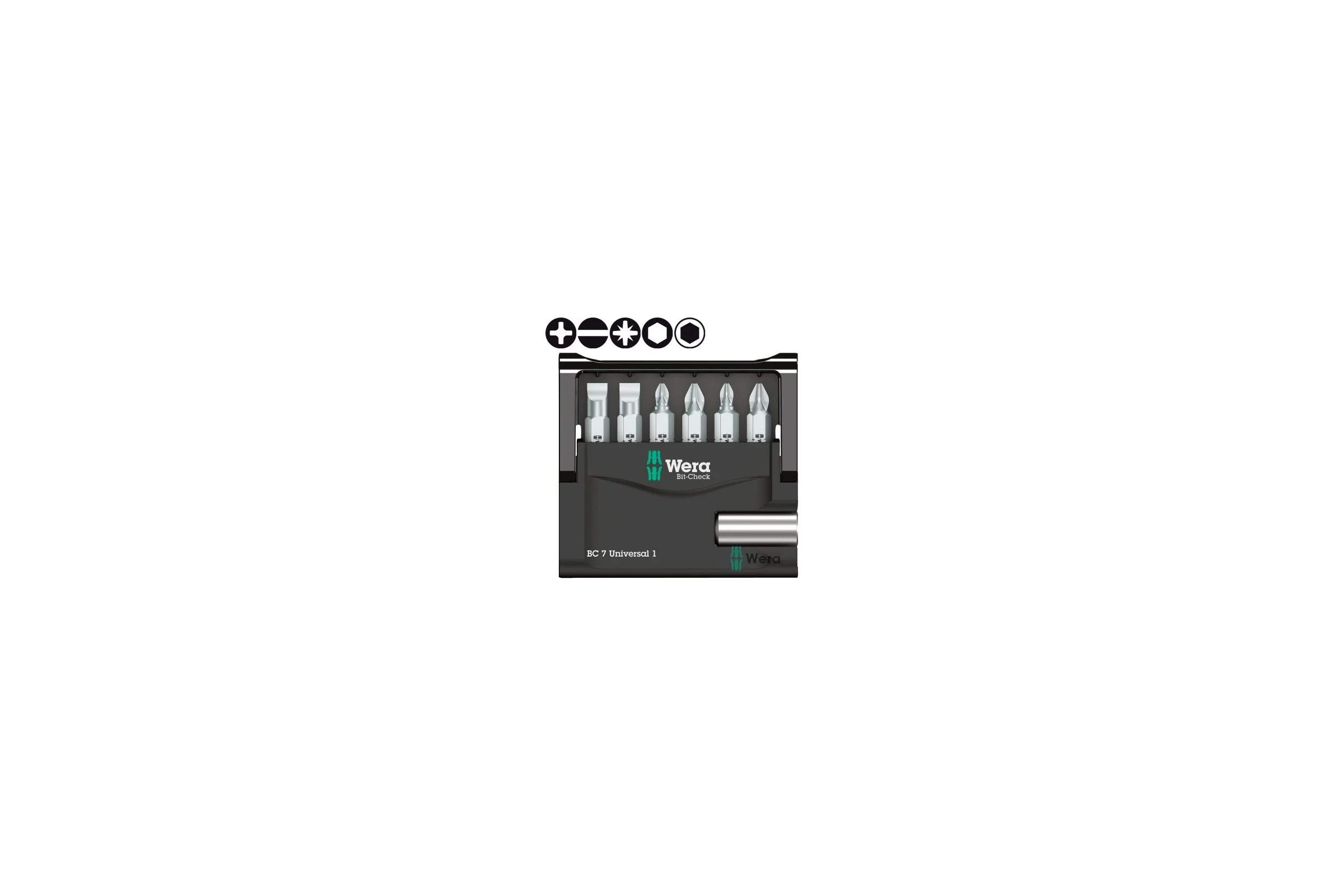 Набор бит Wera Mini-Check 7 Universal 1 с битодержателем, 7 пр., 1/4 C6.3 WE-056295