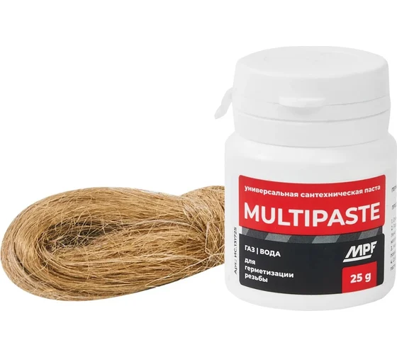 Комплект MasterProf паста уплотнительная MULTIPASTE + лён Premium ИС.131851.1