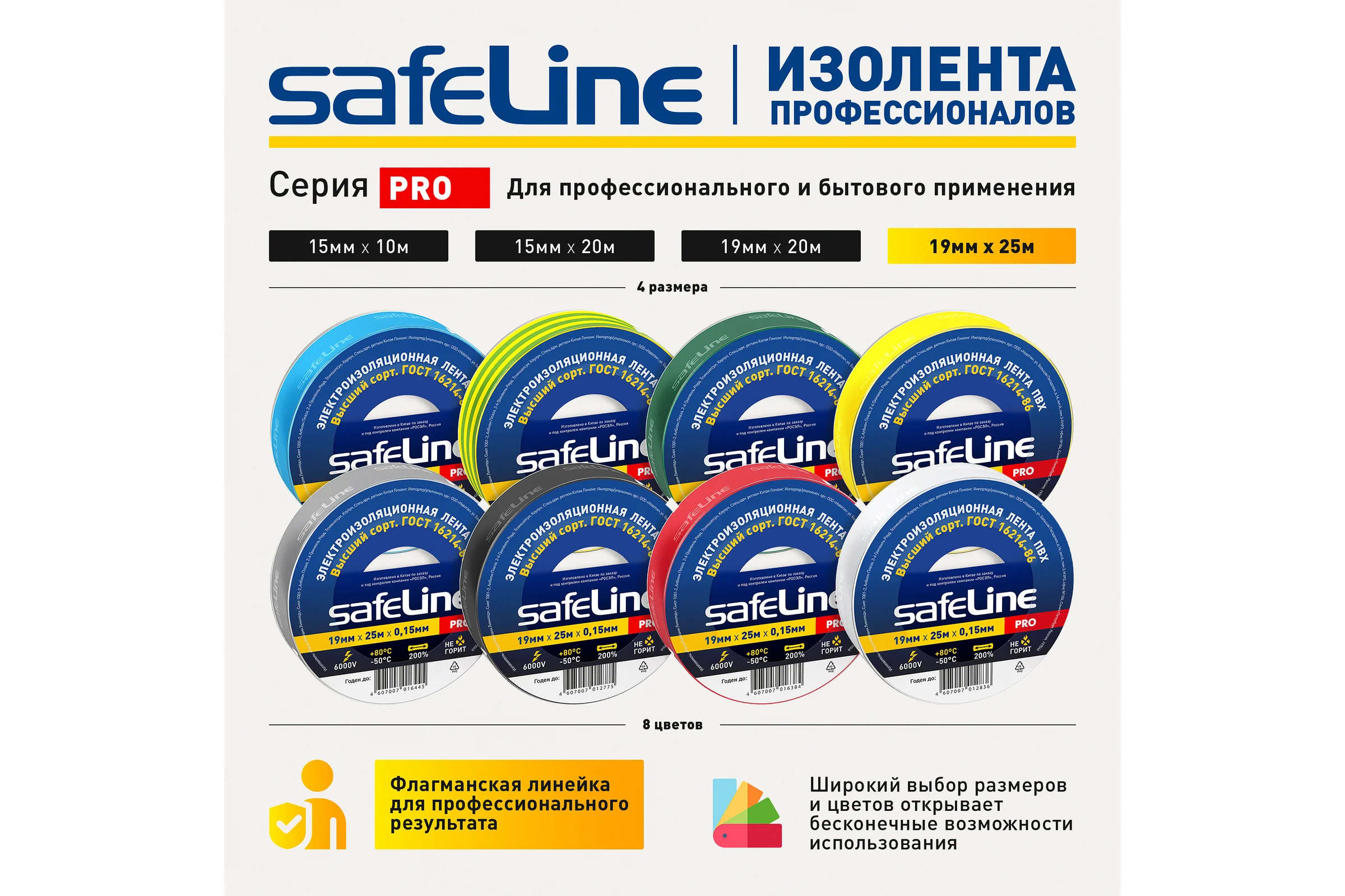 Изолента Safeline 19/25 серо-стальной 12128