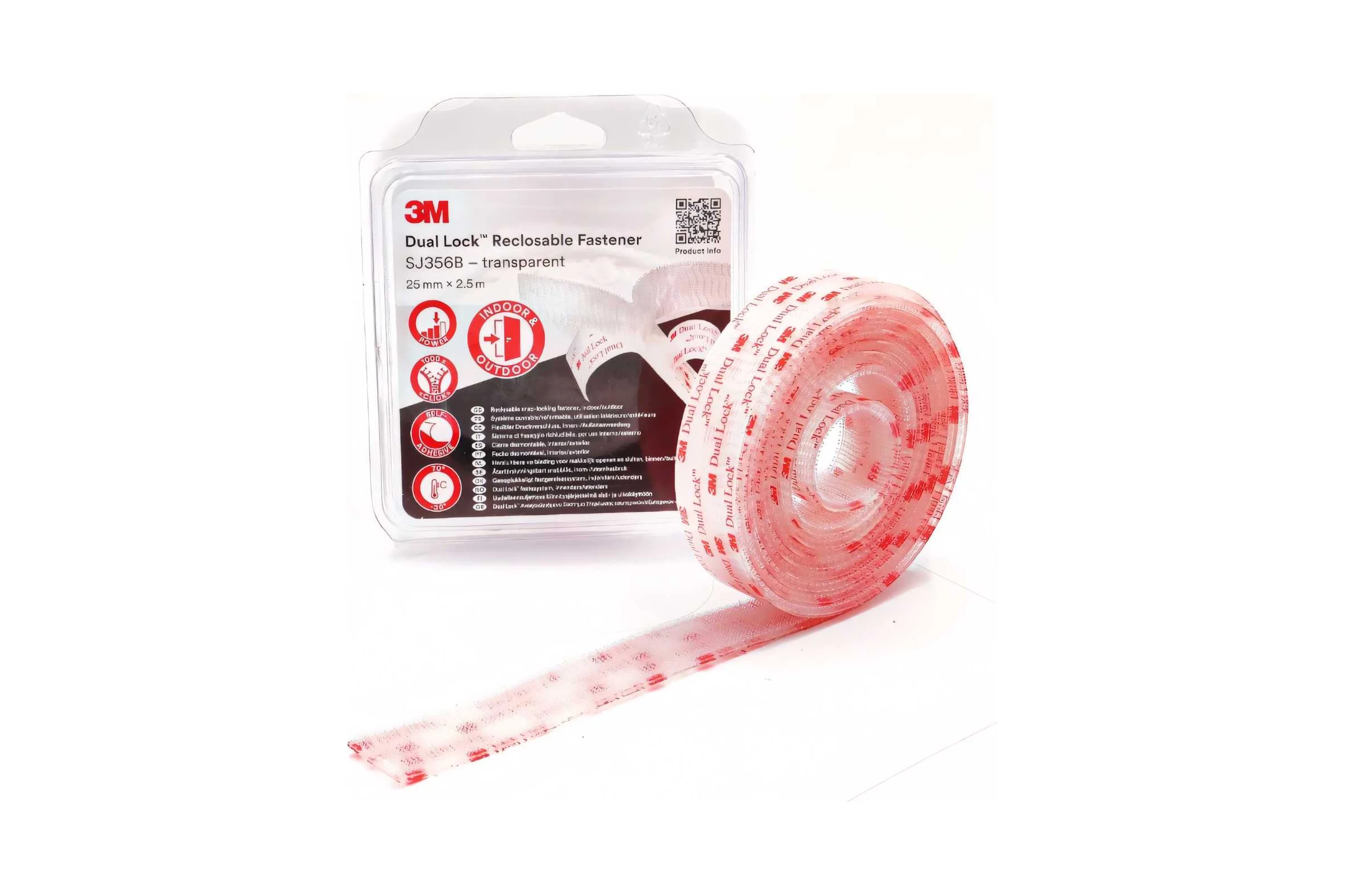 Многоразовая застёжка 3M Dual Lock SJ356B прозрачная, 25 мм х 2,5 м 7100123340