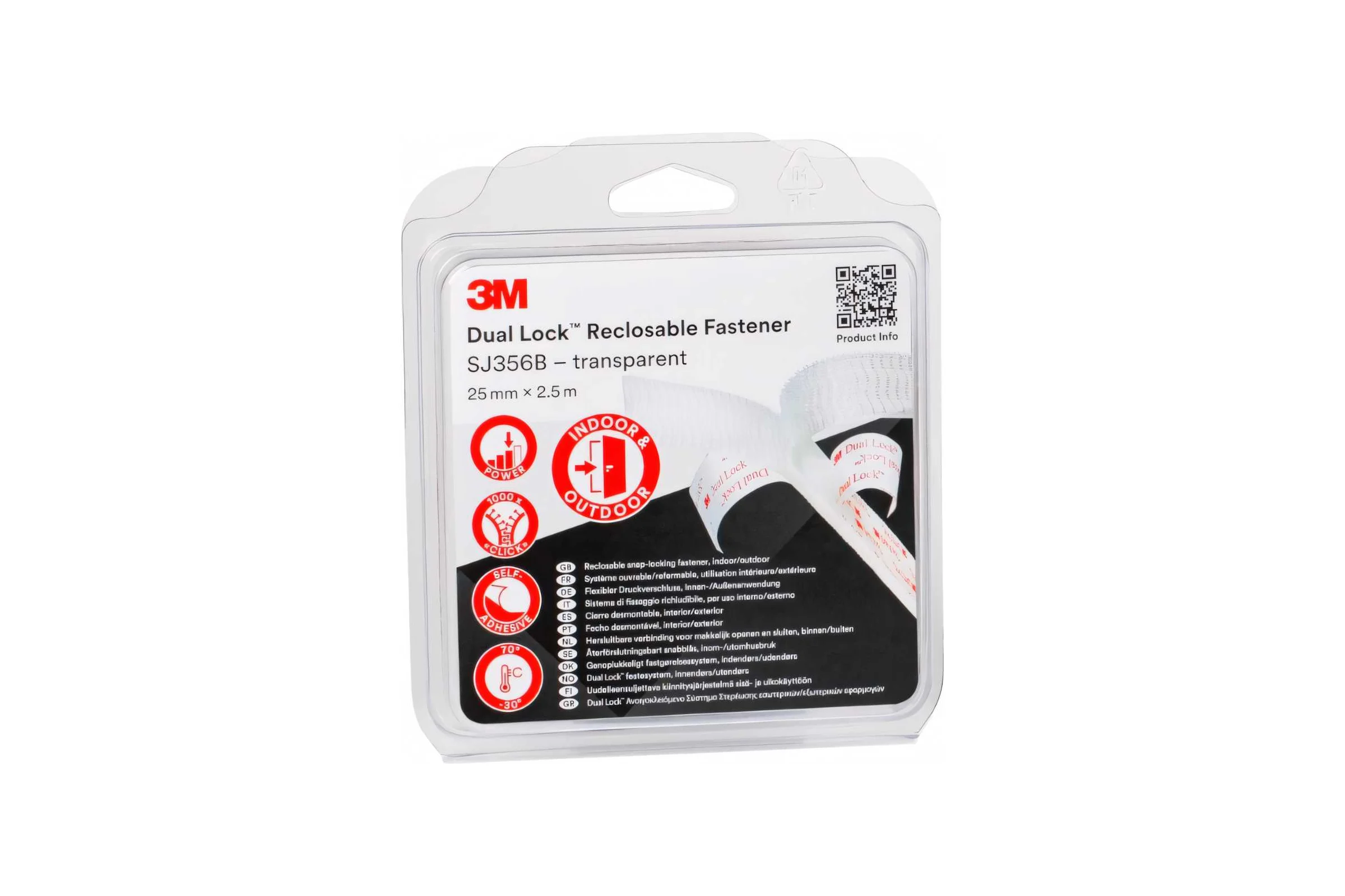 Многоразовая застёжка 3M Dual Lock SJ356B прозрачная, 25 мм х 2,5 м 7100123340