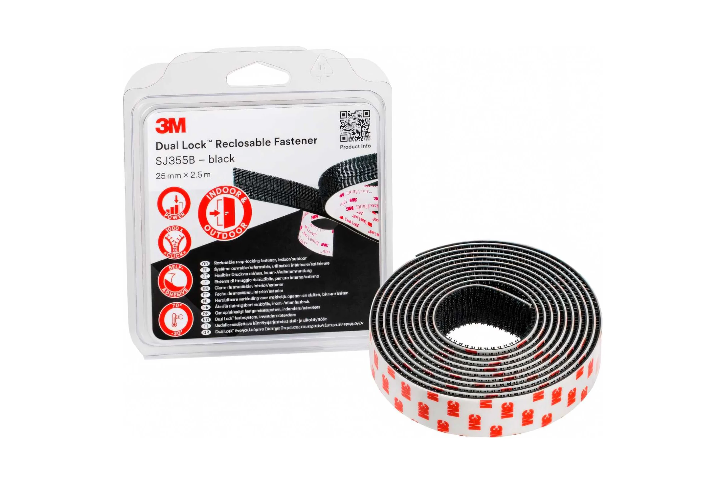 Многоразовая застёжка 3М Dual Lock SJ355B черная 25мм х 2.5м 7100149938
