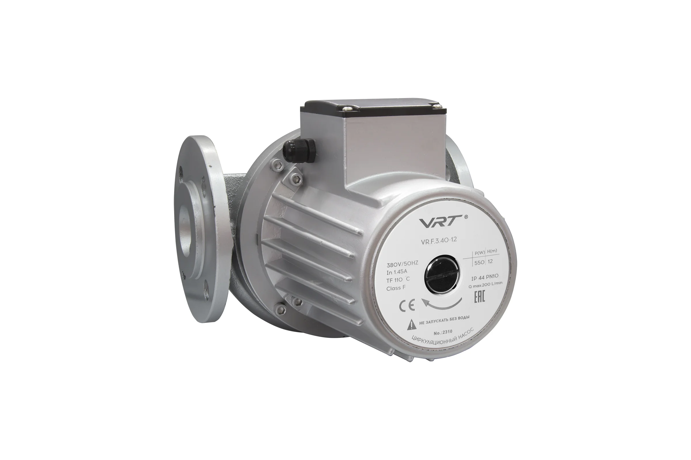 Насос циркуляционный VRT VR.F.3.40-12 с фланцевым соединием, 380 В, 0.55 кВт, 12 м, 12 куб/ч, с фланцами 552702