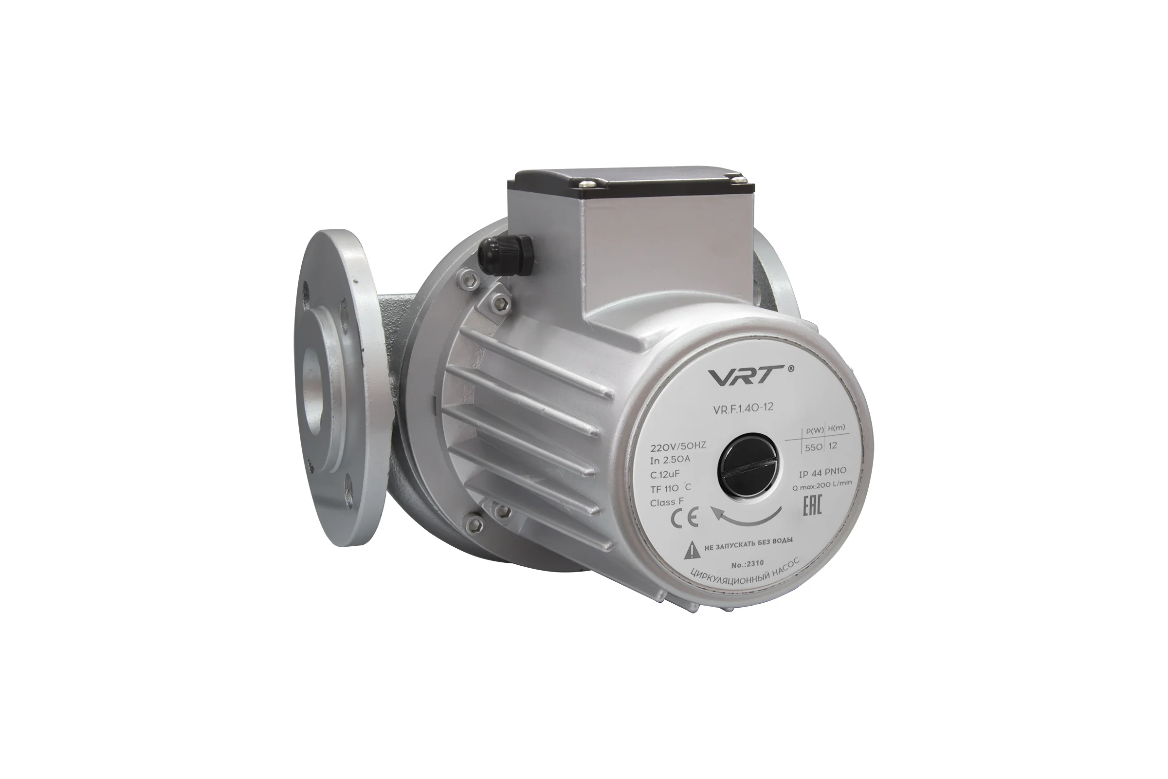 Насос циркуляционный VRT VR.F.1.40-12 с фланцевым соединием, 220 В, 0.55 кВт, 12 м, 12 куб/ч, кабель, с фланцами 552701
