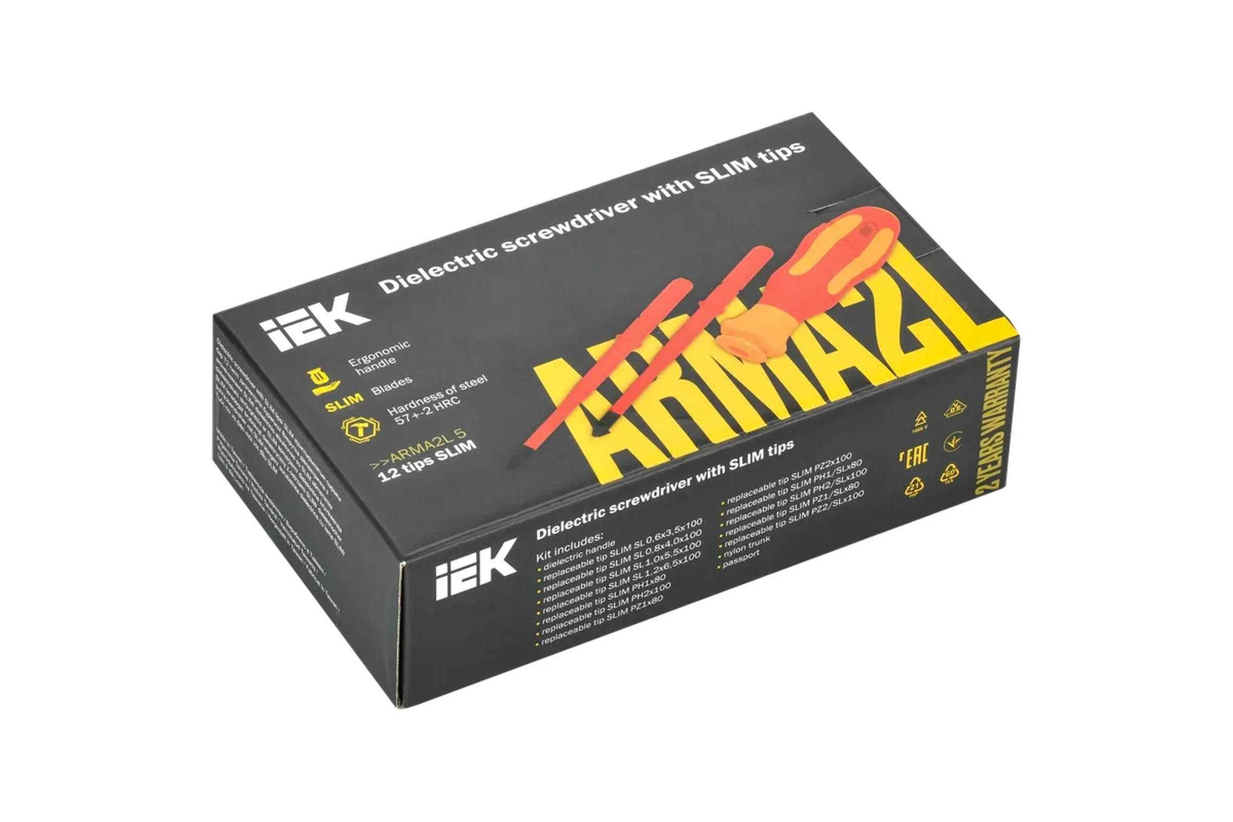 Диэлектрическая отвертка с жалами IEK Arma2l 5 SLIM Т2 13 шт. A2L5-NS30-T2-13