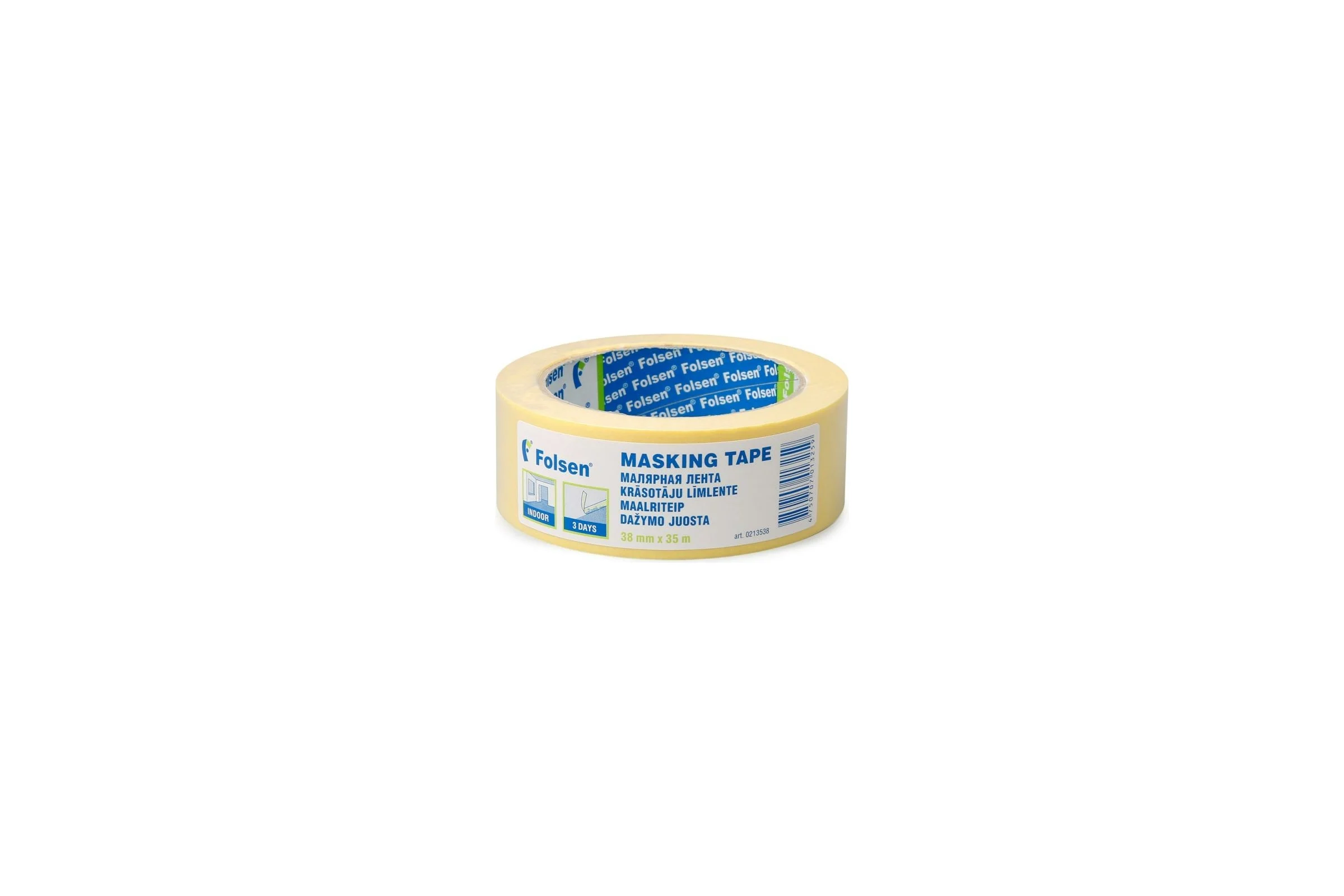 Малярная лента FOLSEN желтая, 60C, 38мм x 35м 0213538