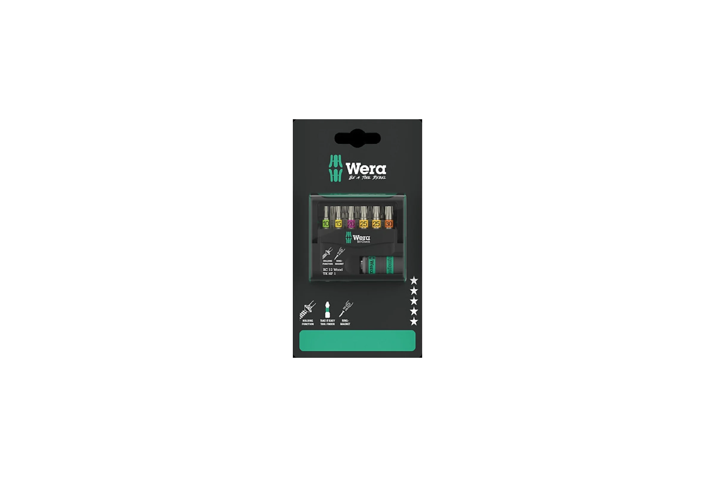 Набор бит с битодержателем Rapidaptor, для работ по дереву Bit-Check 12 Wood TORX HF 1 SB 12 предметов, 1/4", C6.3, PZ / TX HF / TX WERA WE-073641