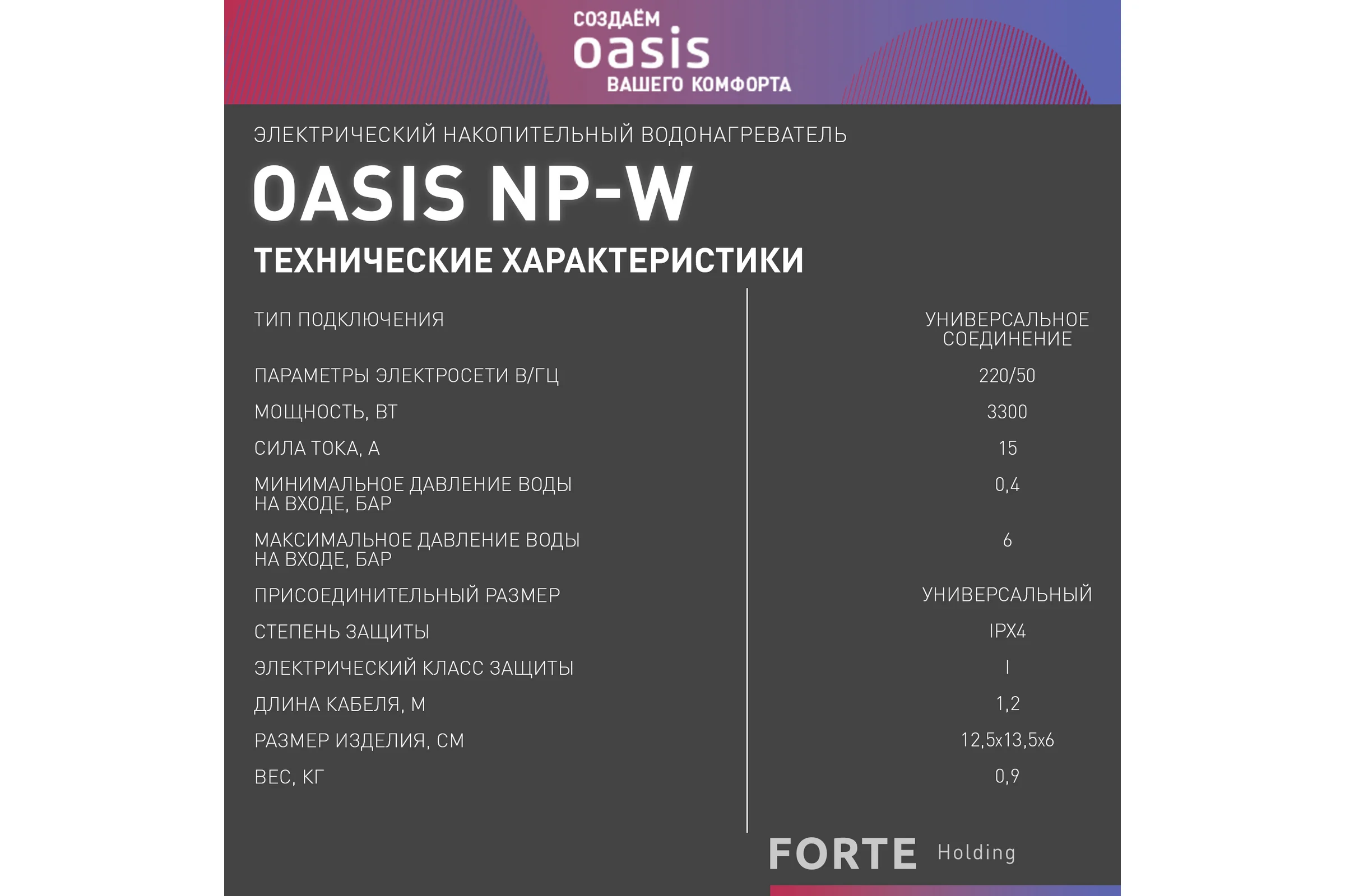 Проточный электрический водонагреватель Oasis NP-W