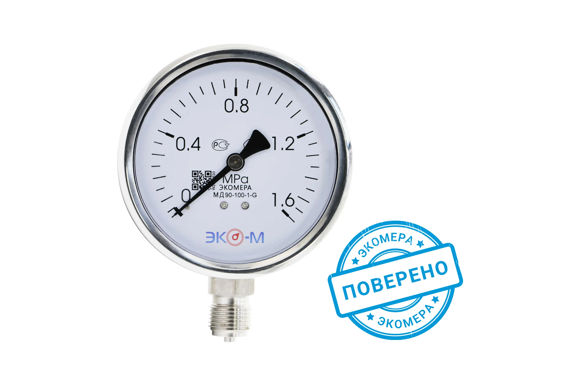 Манометр экомера гидрозаполненный ЭКО-М МД90-100мм 0..1,6МПа G1/2 МД90-100-G-1,6МПа