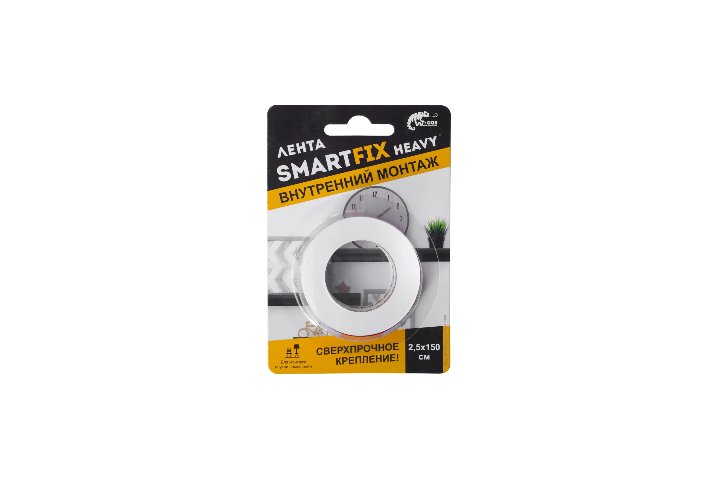 Сверхсильная монтажная лента Smart Fix W-con SmartFix HEAVY, 2,5*150 см, прозрачная 134126