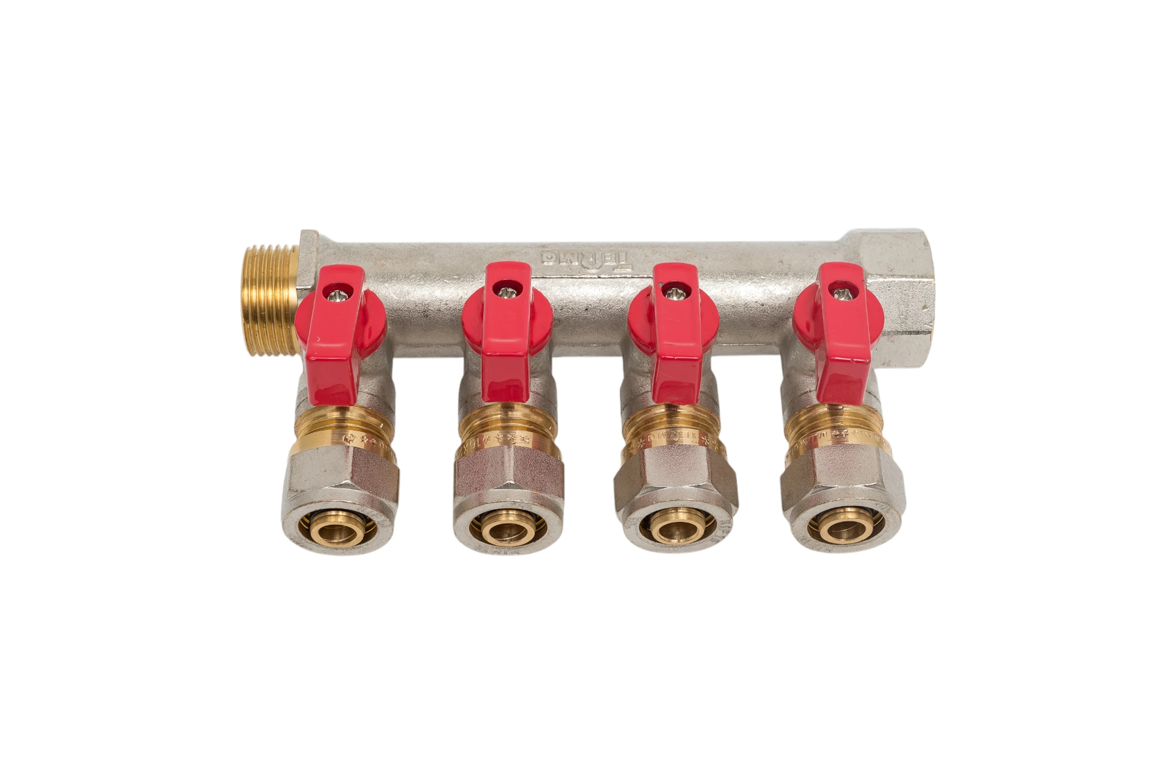 Коллектор для металлопластиковой трубы Terma 3/4"в/н с 4-мя шаровыми кранами, конус 16 мм (1/2") (14003) 35993