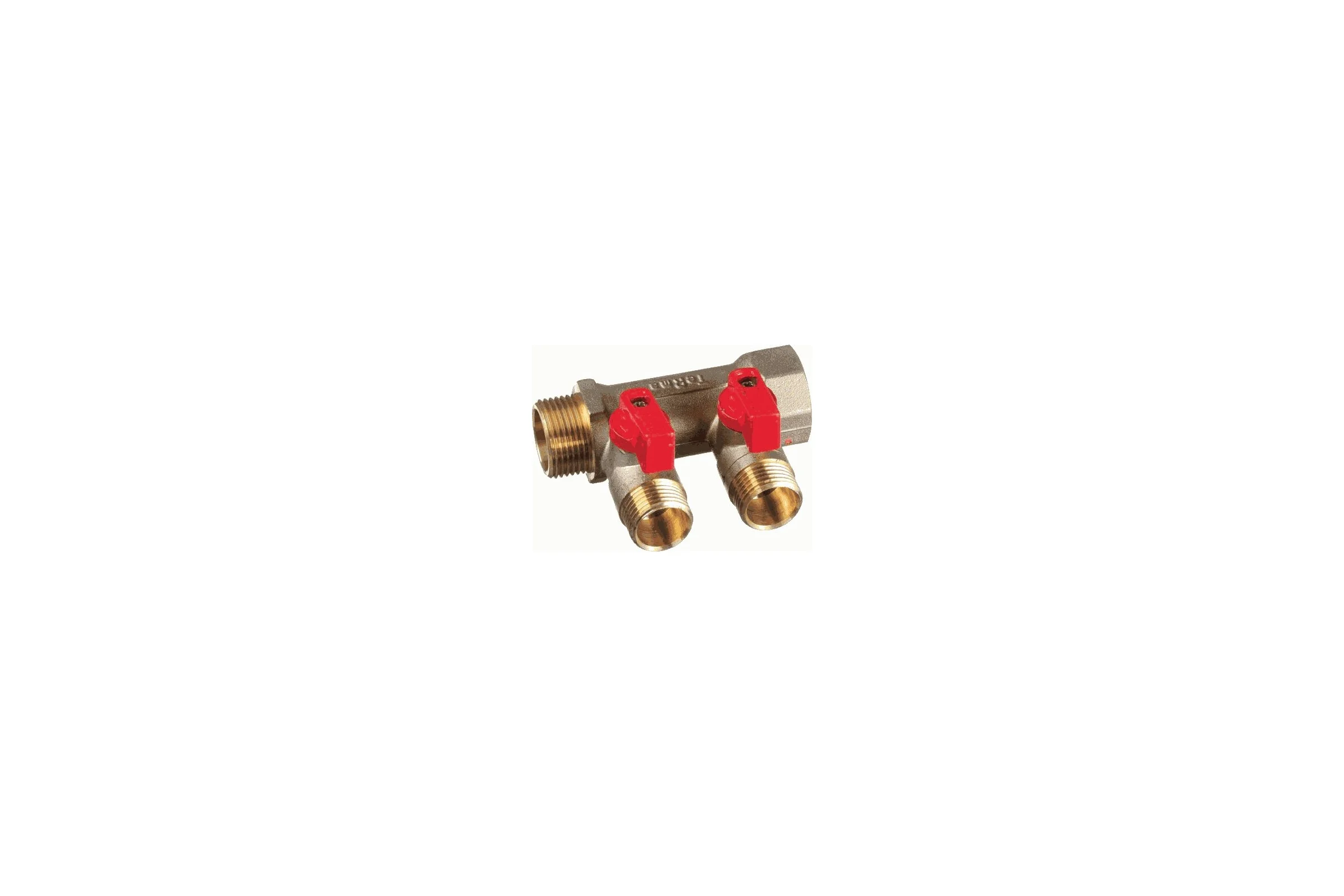 Латунный коллектор Terma 3/4"в/н с 2-мя шаровыми кранами на 1/2" (нар.резьбы) (14015) 41231