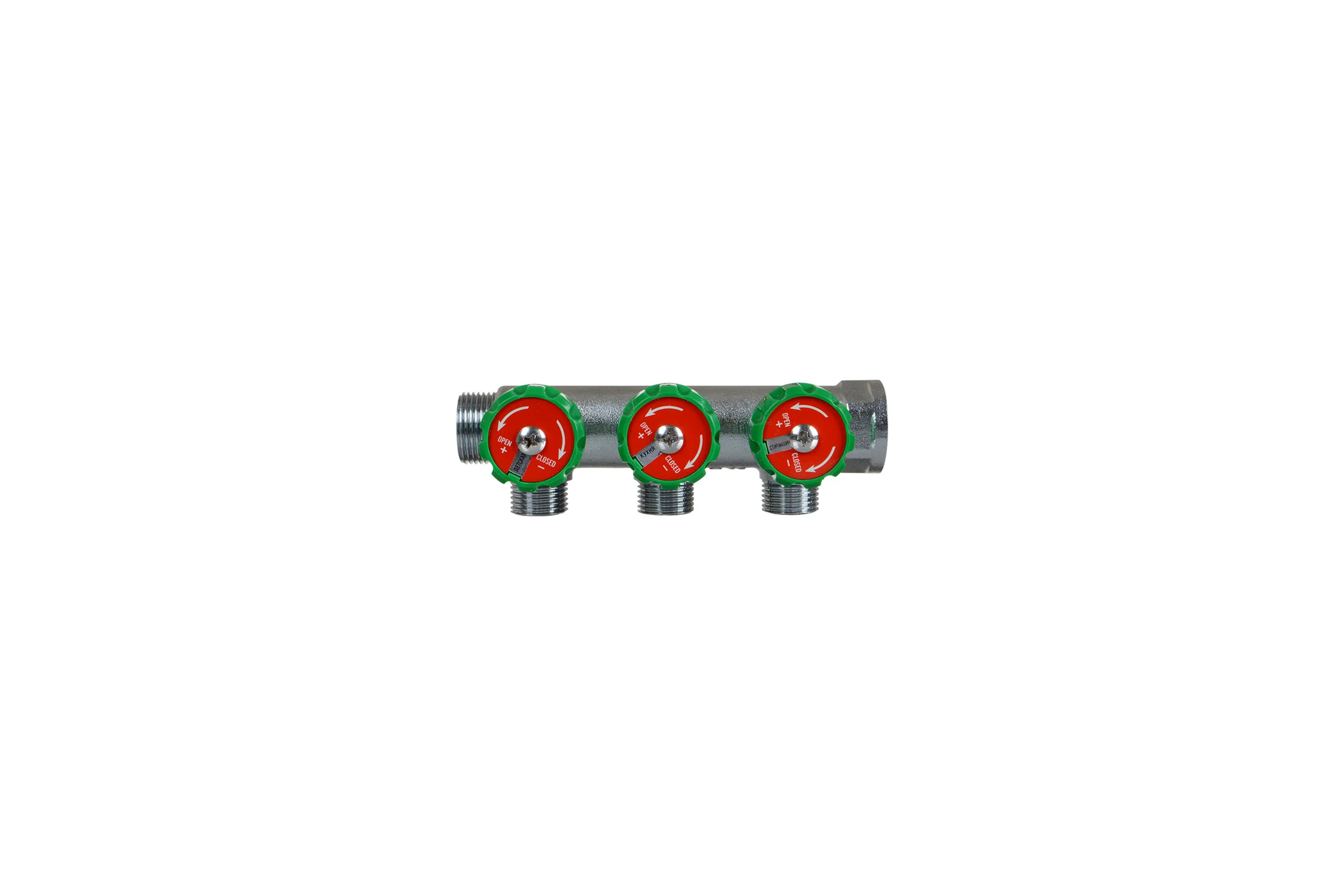 Латунный коллектор Terma 3/4" в/н с 3-мя вент.кранами на 1/2" (нар.резьбы) с выходами под 90 град (14020) 18575