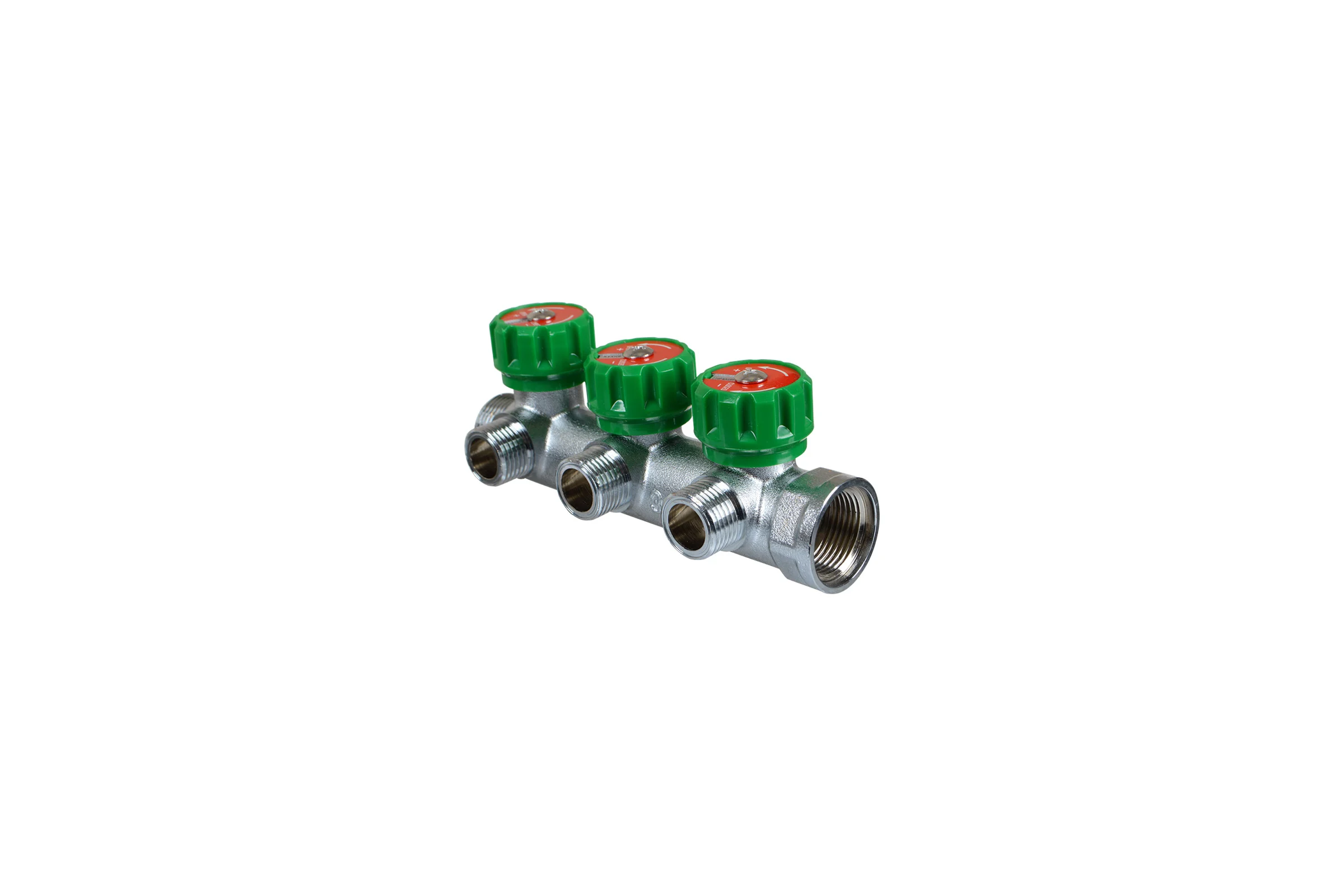 Латунный коллектор Terma 3/4" в/н с 3-мя вент.кранами на 1/2" (нар.резьбы) с выходами под 90 град (14020) 18575