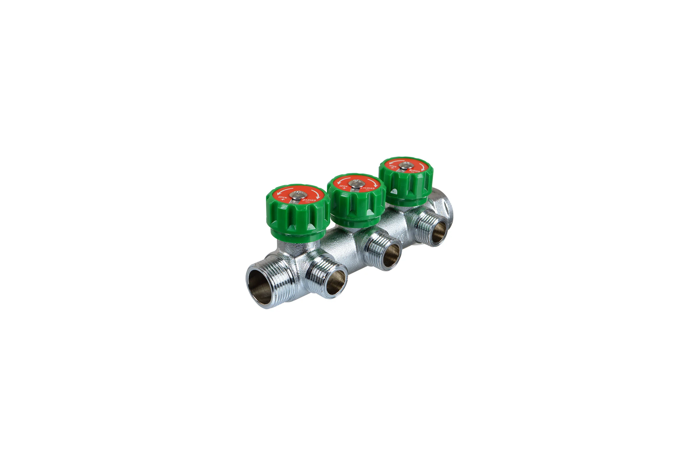 Латунный коллектор Terma 3/4" в/н с 3-мя вент.кранами на 1/2" (нар.резьбы) с выходами под 90 град (14020) 18575