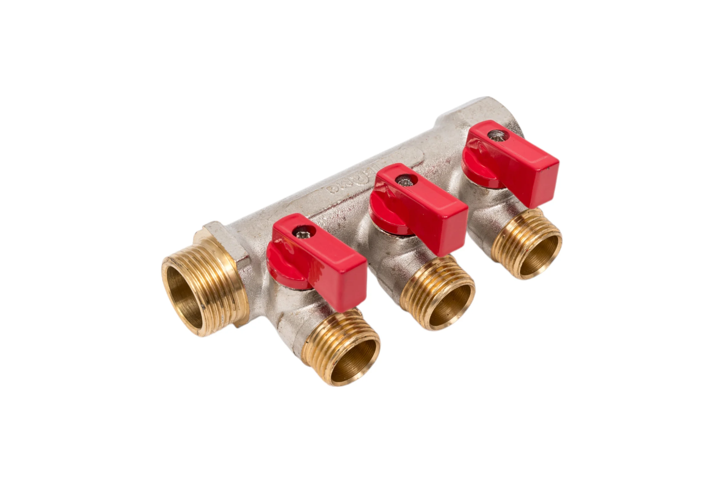 Латунный коллектор Terma 3/4"в/н с 3-мя шаровыми кранами на 1/2" (нар.резьбы) (14016) 41232