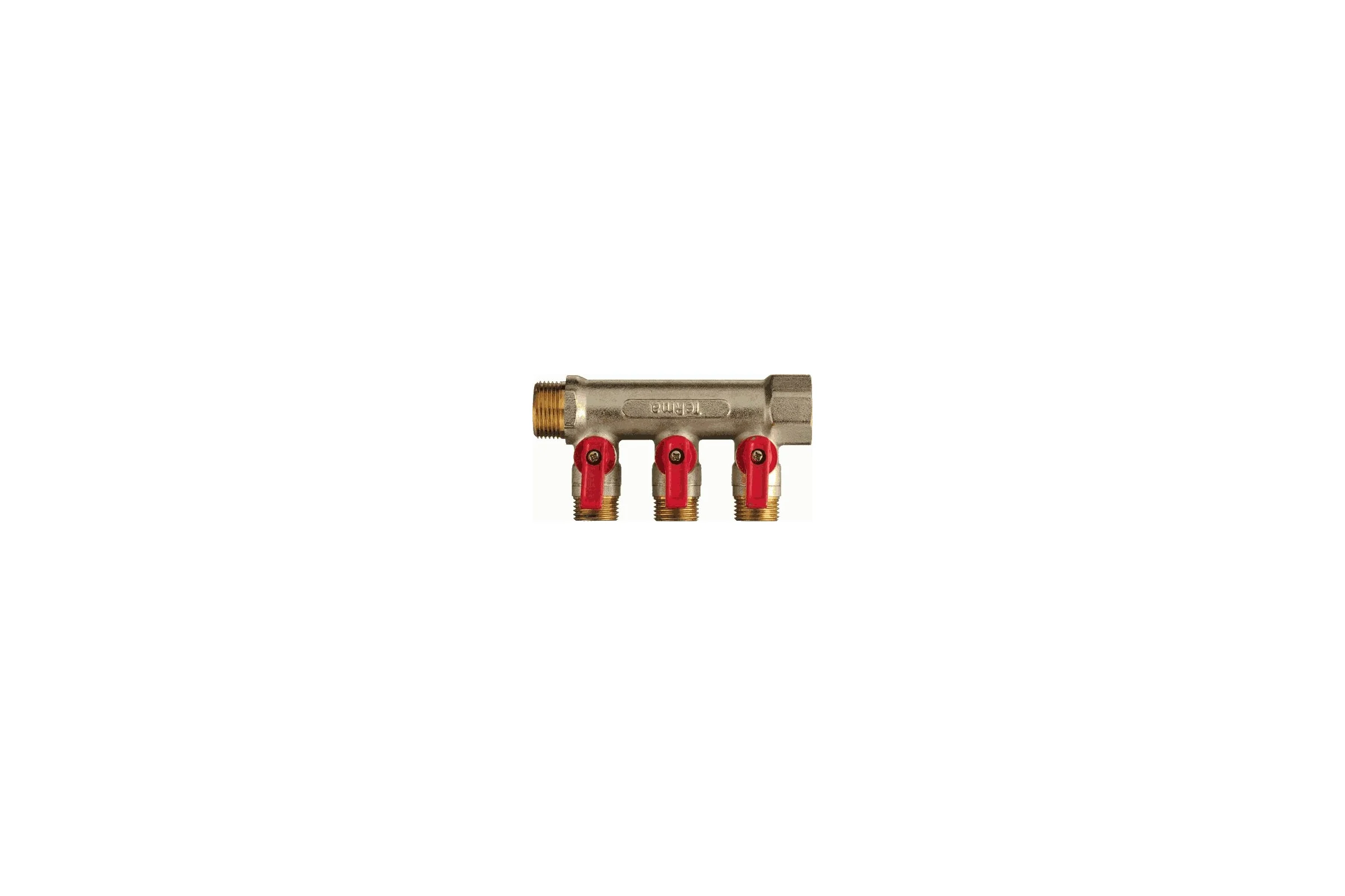 Латунный коллектор Terma 3/4"в/н с 3-мя шаровыми кранами на 1/2" (нар.резьбы) (14016) 41232
