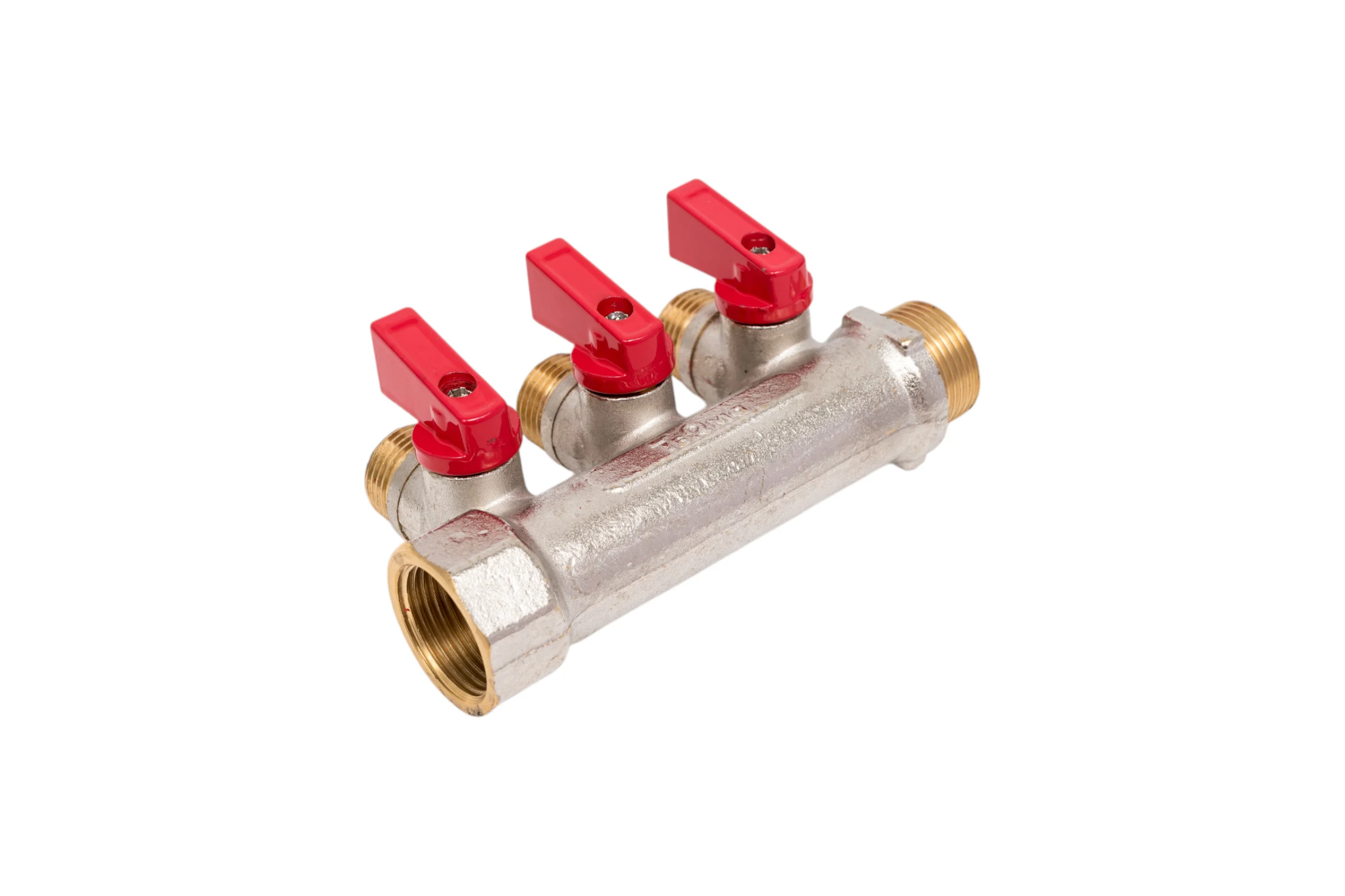 Латунный коллектор Terma 3/4"в/н с 3-мя шаровыми кранами на 1/2" (нар.резьбы) (14016) 41232