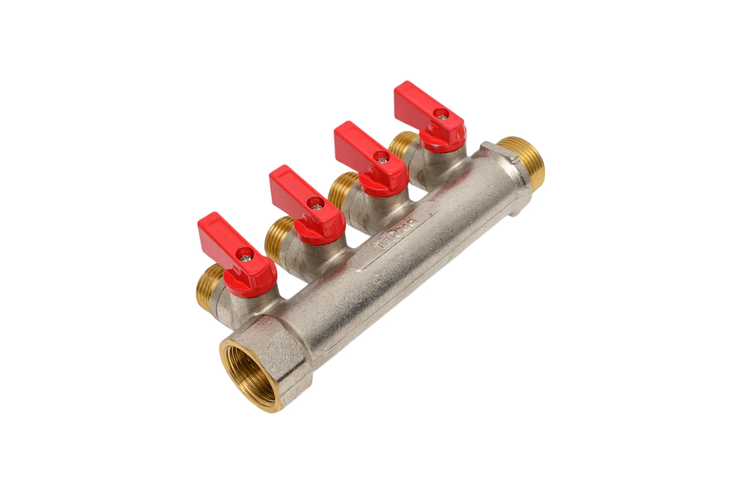 Латунный коллектор Terma 3/4"в/н с 4-мя шаровыми кранами на 1/2" (нар.резьбы) (14017) 41233
