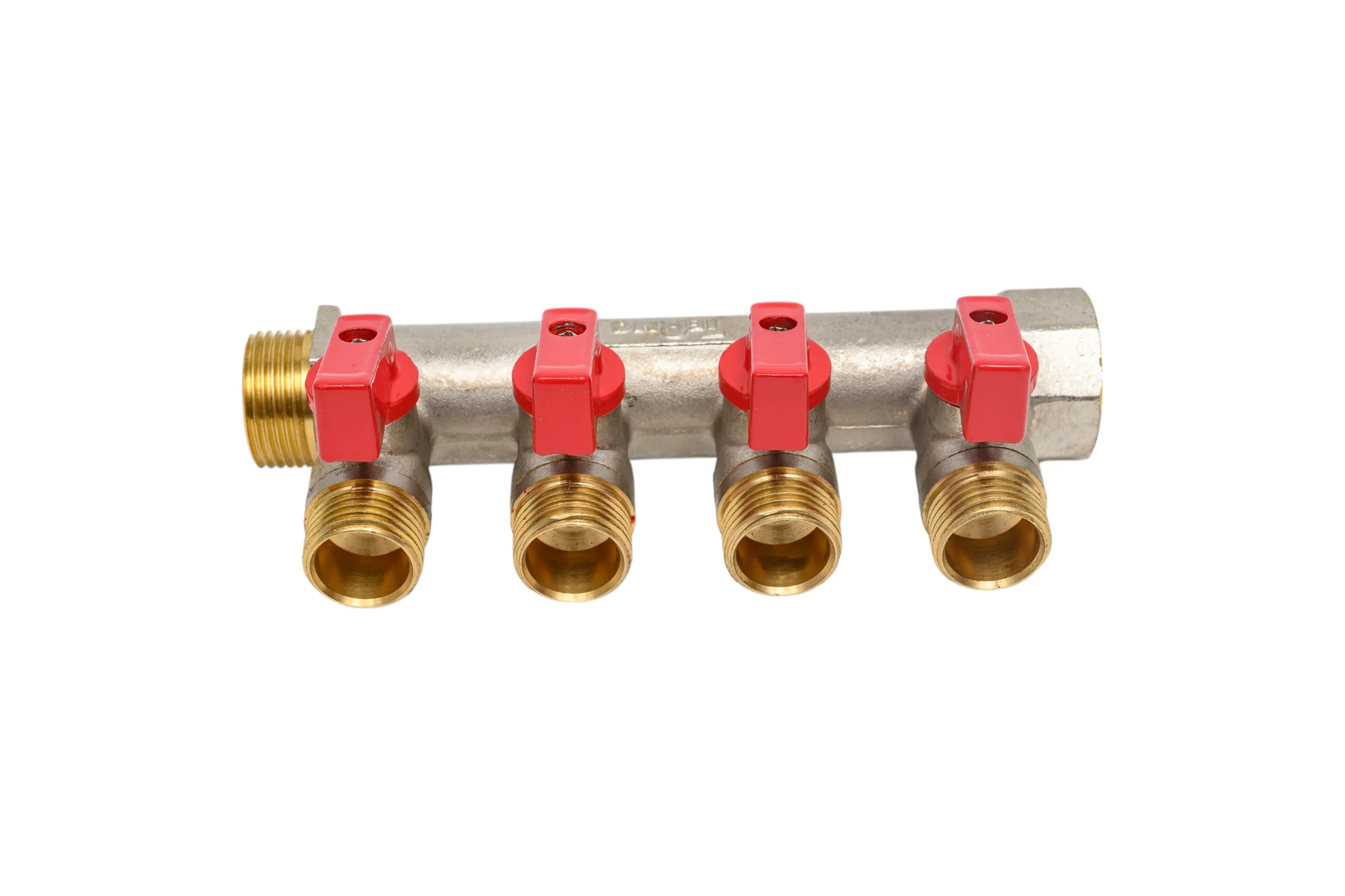 Латунный коллектор Terma 3/4"в/н с 4-мя шаровыми кранами на 1/2" (нар.резьбы) (14017) 41233