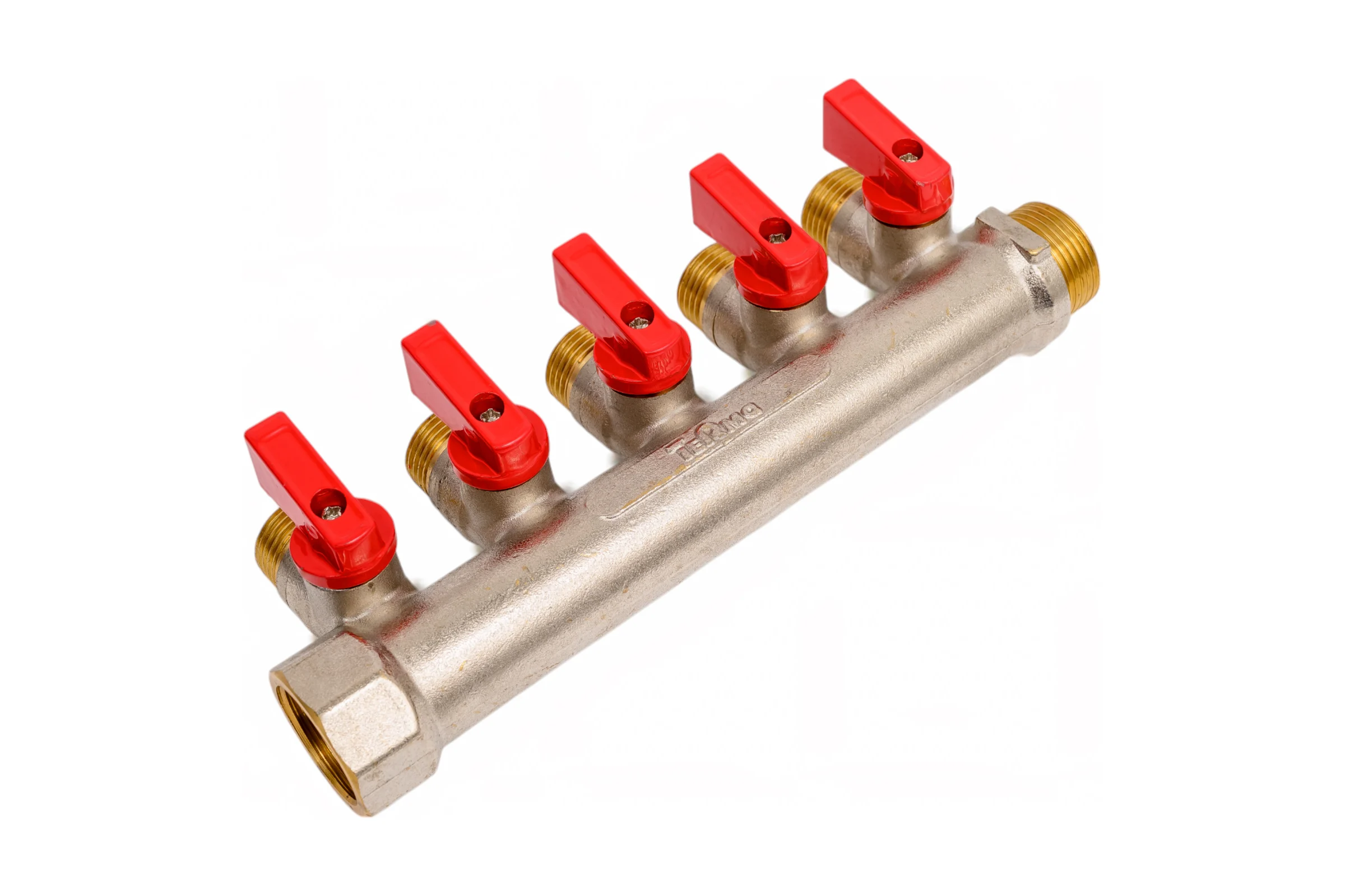 Латунный коллектор Terma 3/4"в/н с 5-ю шаровыми кранами на 1/2" (нар.резьбы) (14018) 41234