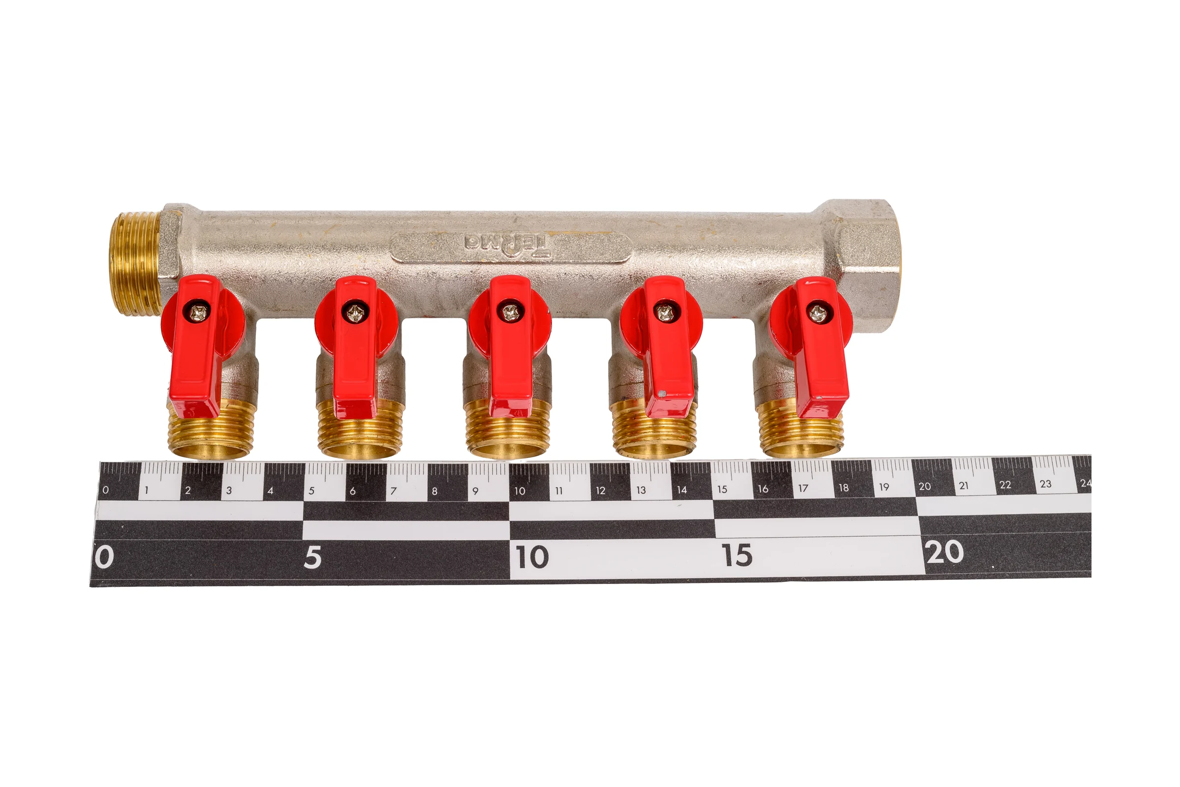 Латунный коллектор Terma 3/4"в/н с 5-ю шаровыми кранами на 1/2" (нар.резьбы) (14018) 41234