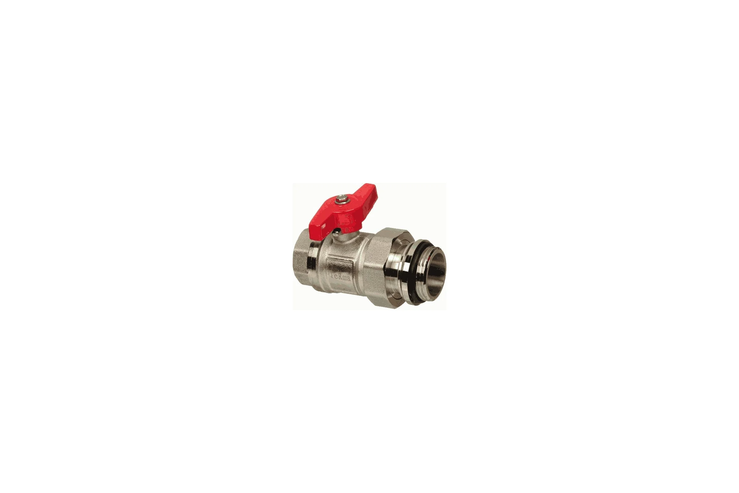 Кран шаровый с американкой для коллектора Terma красная ручка 1" (33502) 89081