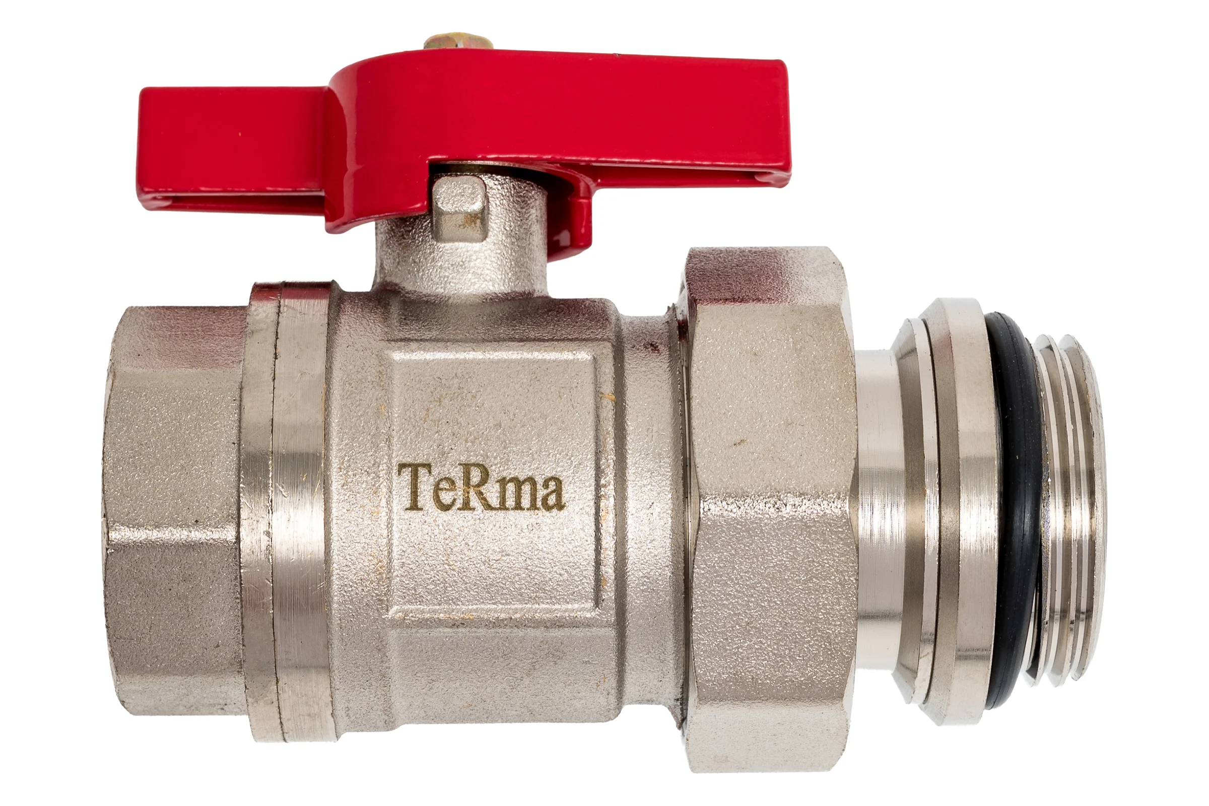 Кран шаровый с американкой для коллектора Terma красная ручка 1" (33502) 89081