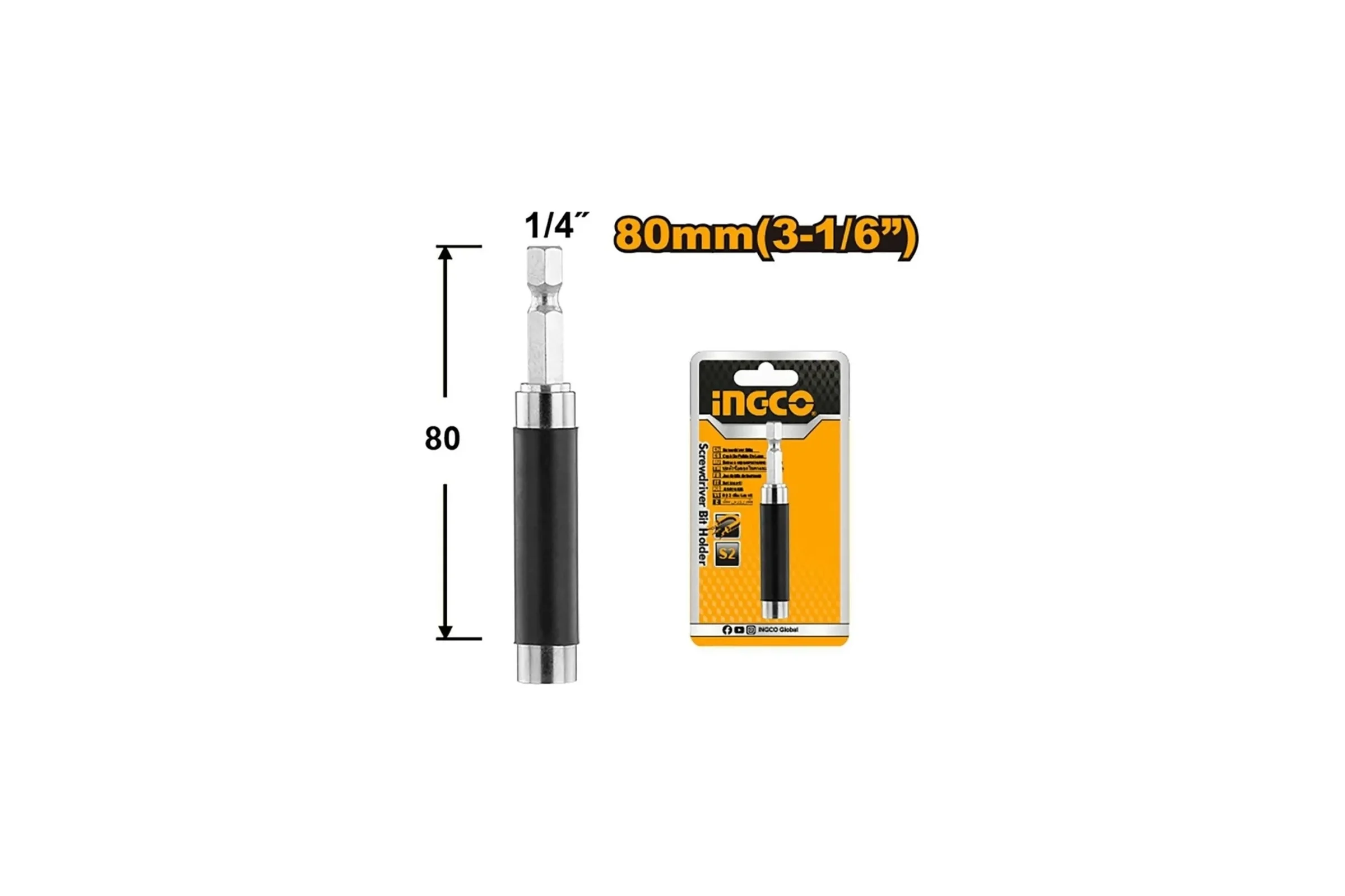 Держатель для бит 1/4", 80 мм INGCO ABH30801