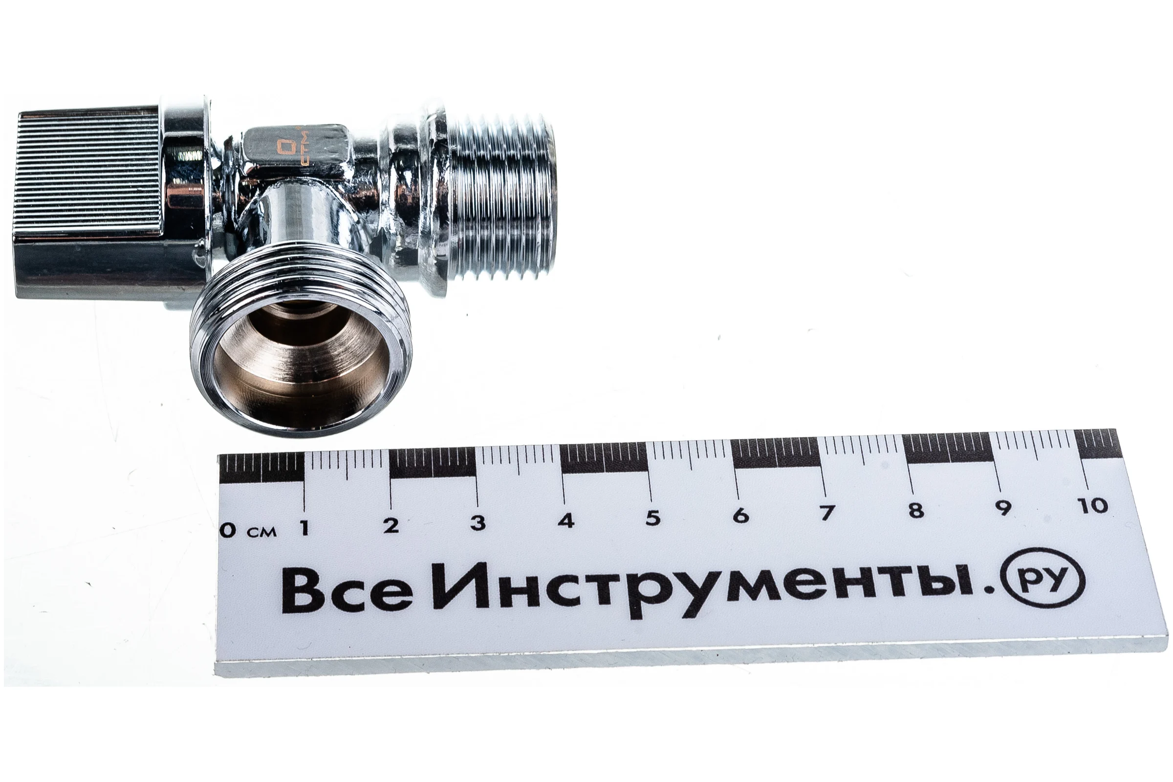 Шаровой угловой кран для бытовых приборов СТМ 1/2х3/4", ш/ш, c отражателем бабочка, хром CAMV1234