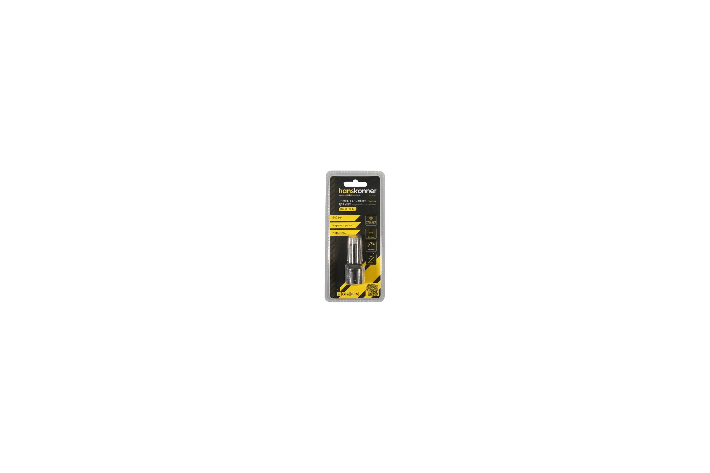 Коронка алмазная 12x60 мм, M14 для УШМ Hanskonner H1055-10-12