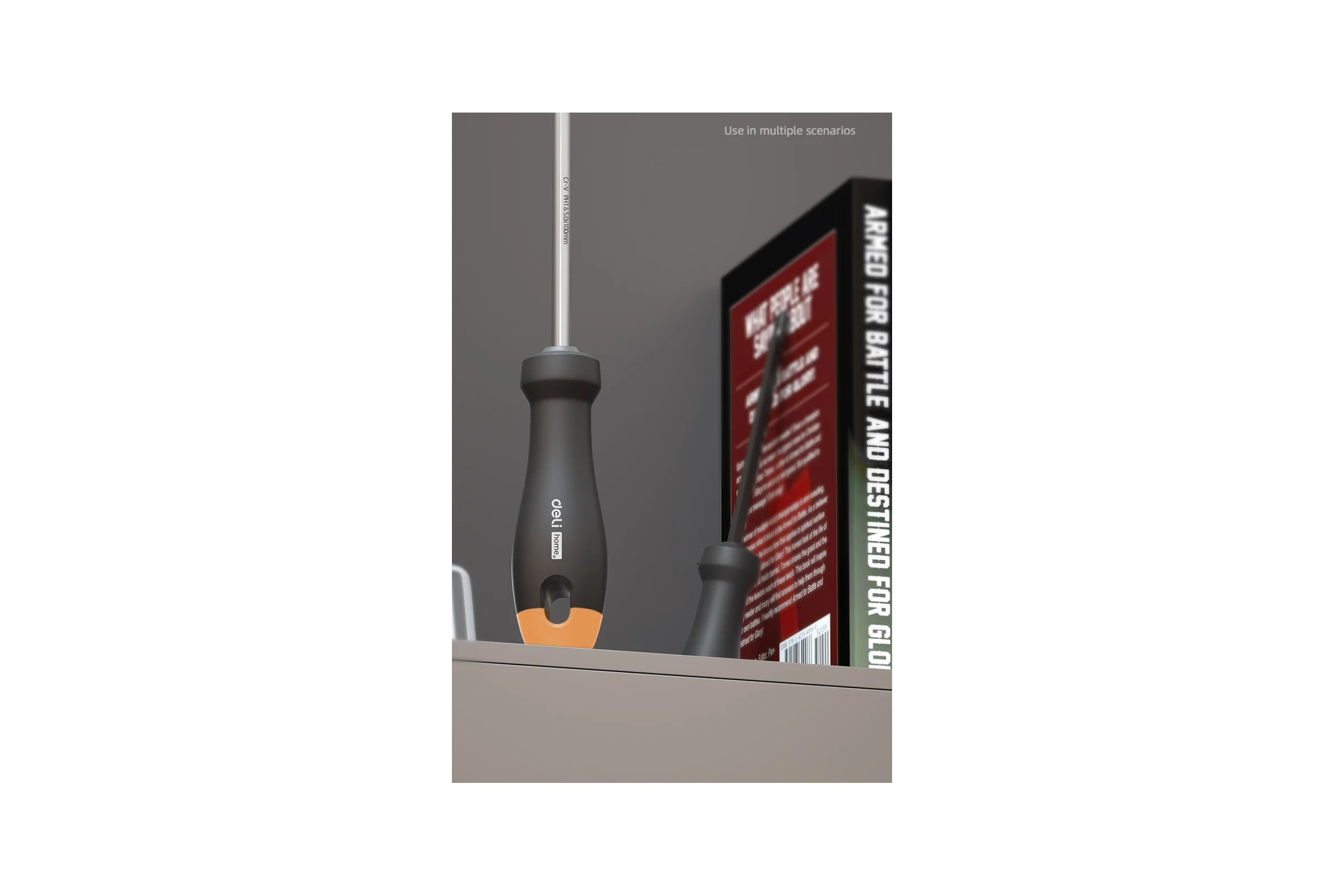 Двухсторонняя отвертка DELI "Home Series Gray" HT1055C (SL6+PH2x100мм, Cr-V, Soft Touch рукоятка, эксклюзивный дизайн, подарочная упаковка) 130285