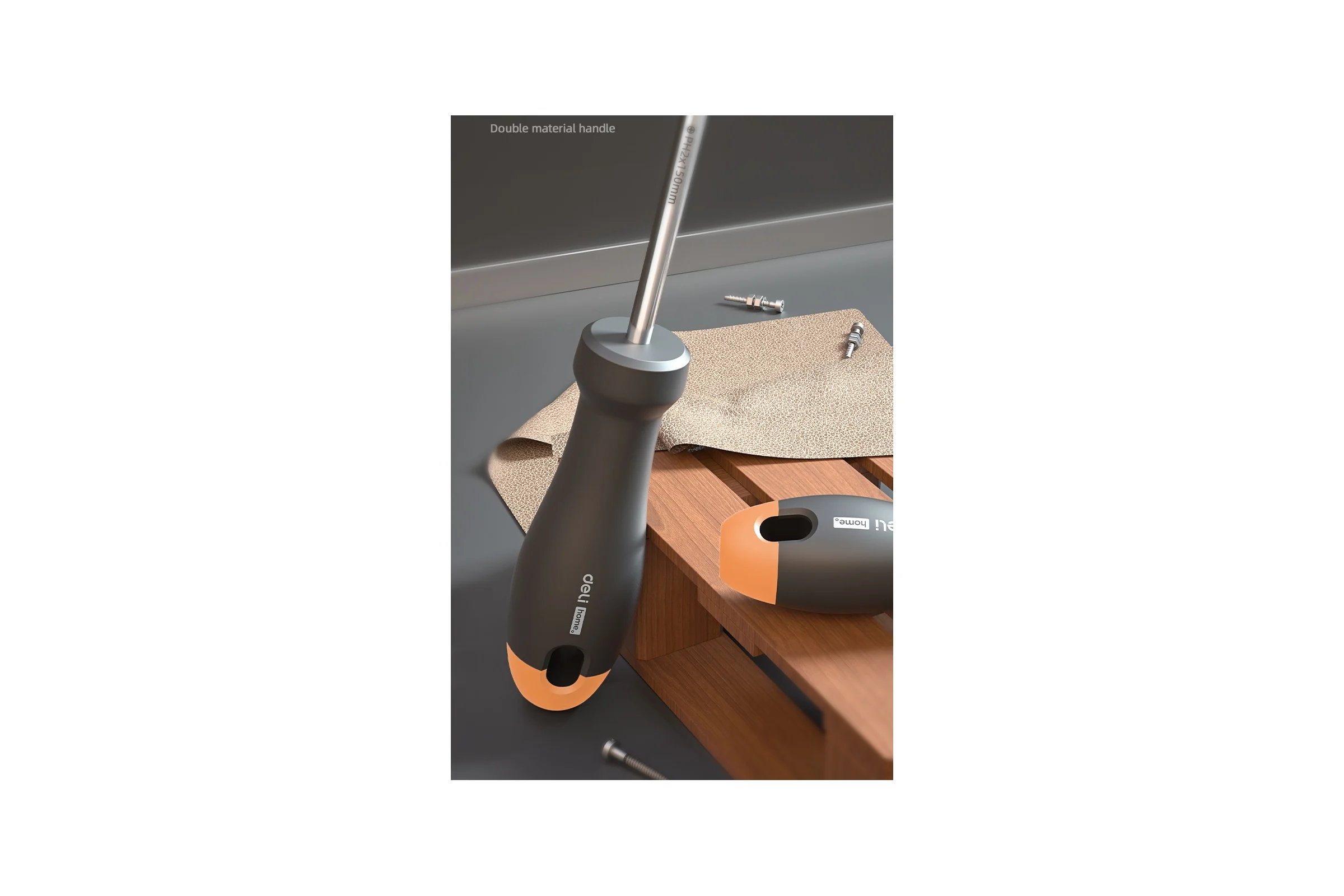 Крестовая отвертка Deli "Home Series Gray" HT1206C PH2x150мм (Cr-V, Soft Touch рукоятка, эксклюзивный дизайн, подарочная упаковка) 130291