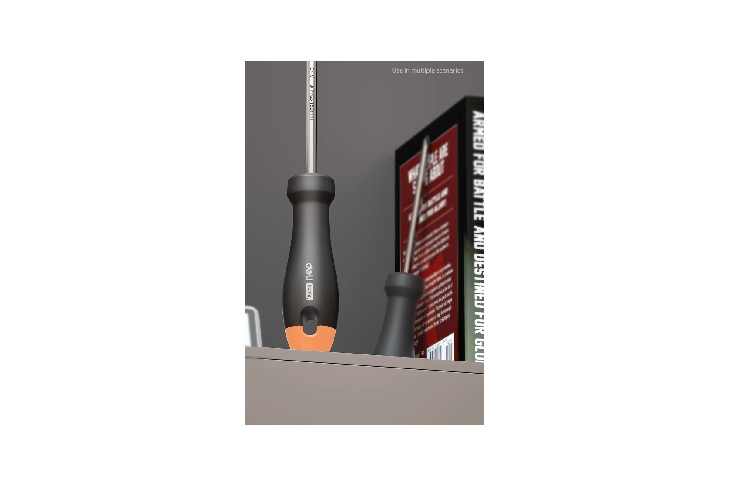 Крестовая отвертка Deli "Home Series Gray" HT1206C PH2x150мм (Cr-V, Soft Touch рукоятка, эксклюзивный дизайн, подарочная упаковка) 130291