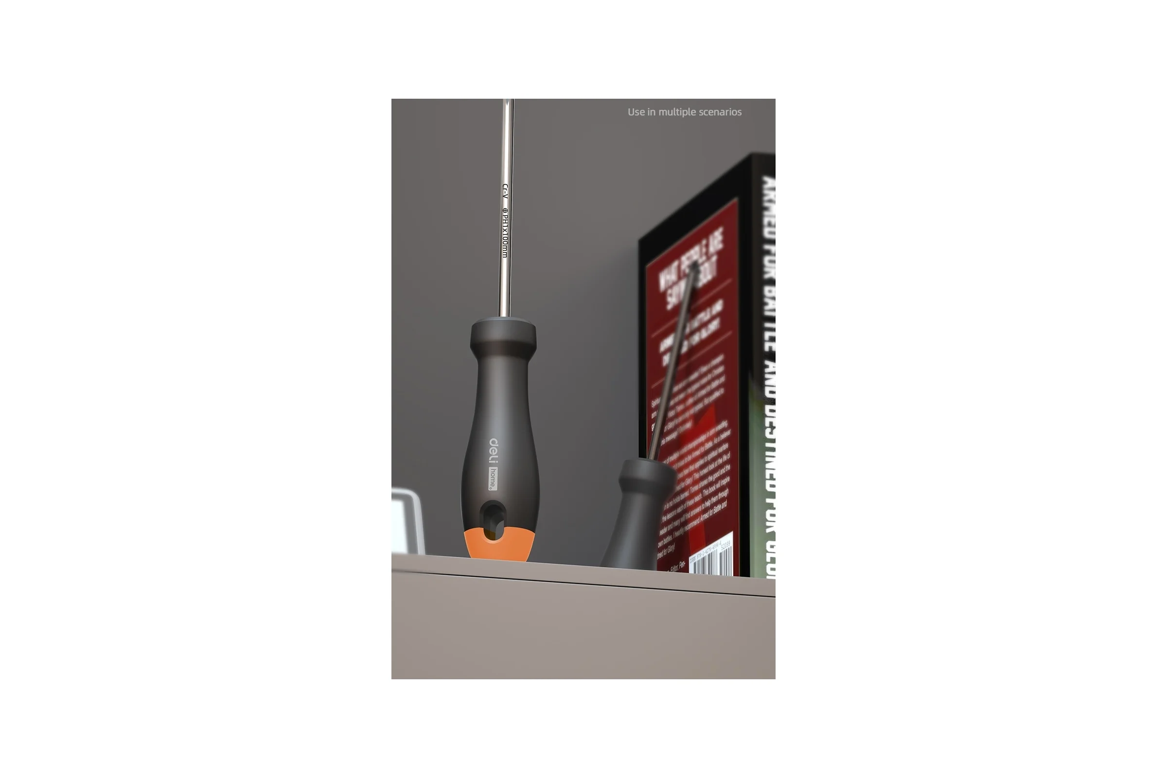 Крестовая отвертка Deli "Home Series Gray" HT1205C PH1x100мм (Cr-V, Soft Touch рукоятка, эксклюзивный дизайн, подарочная упаковка) 130290