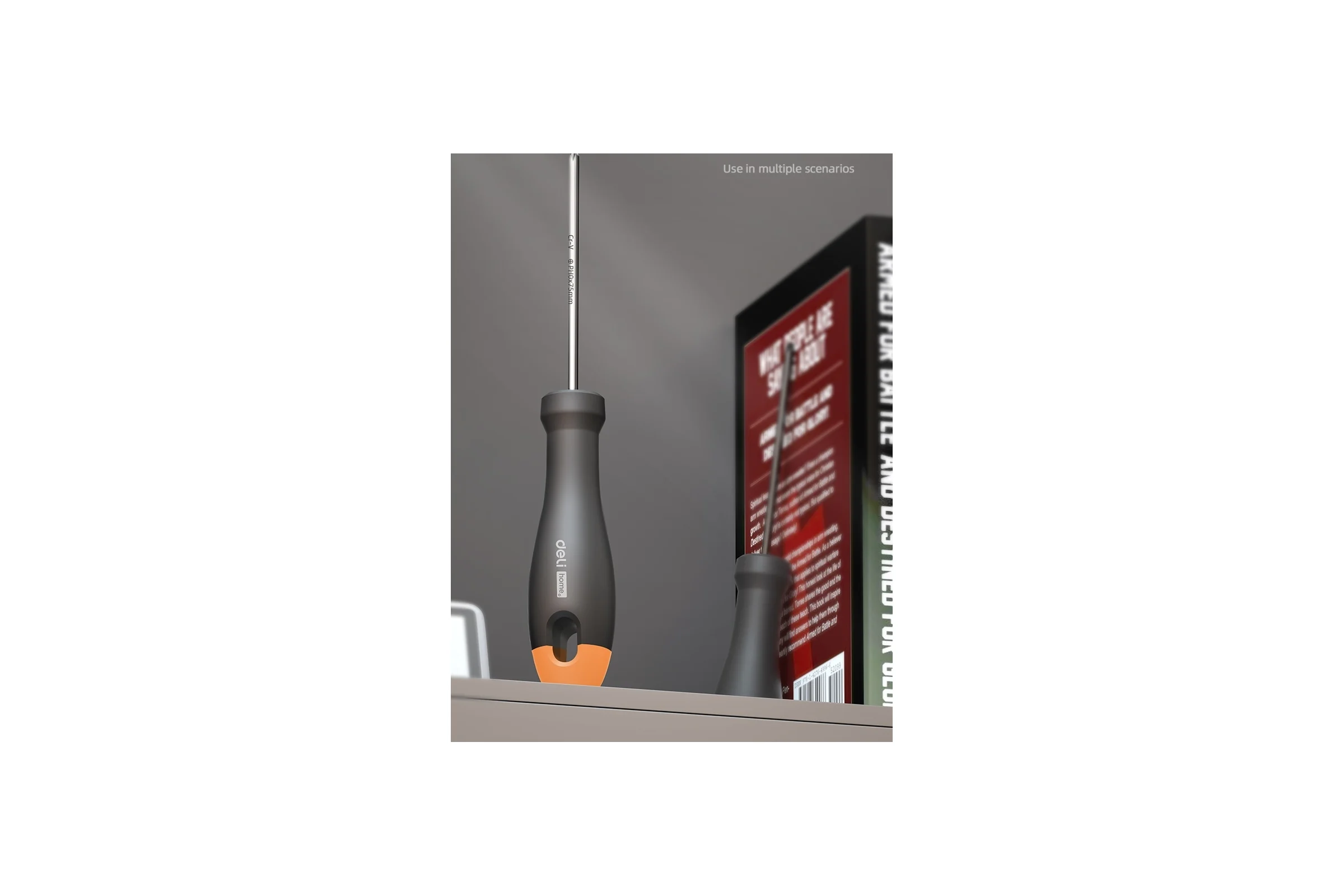 Крестовая отвертка Deli "Home Series Gray" HT1203C PH0x75мм (Cr-V, Soft Touch рукоятка, эксклюзивный дизайн, подарочная упаковка) 130289