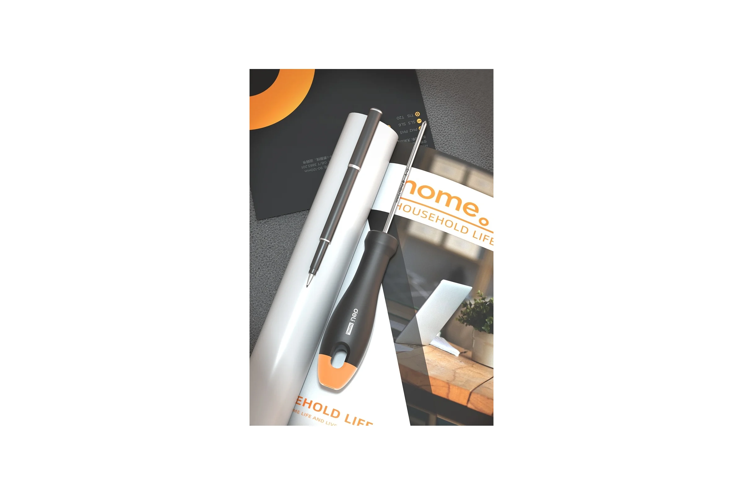 Крестовая отвертка Deli "Home Series Gray" HT1203C PH0x75мм (Cr-V, Soft Touch рукоятка, эксклюзивный дизайн, подарочная упаковка) 130289
