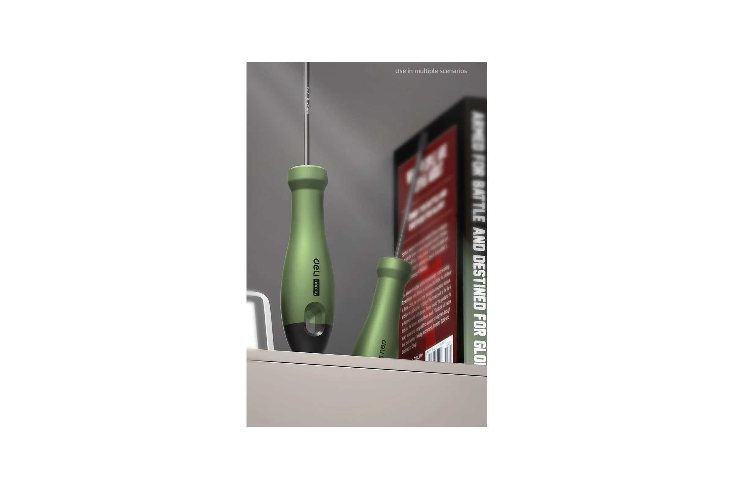 Шлицевая отвёртка Deli "Home Series Green" HT1103L SL3x75мм (Cr-V, Soft Touch рукоять, эксклюзивный дизайн, подарочная упаковка) 130292