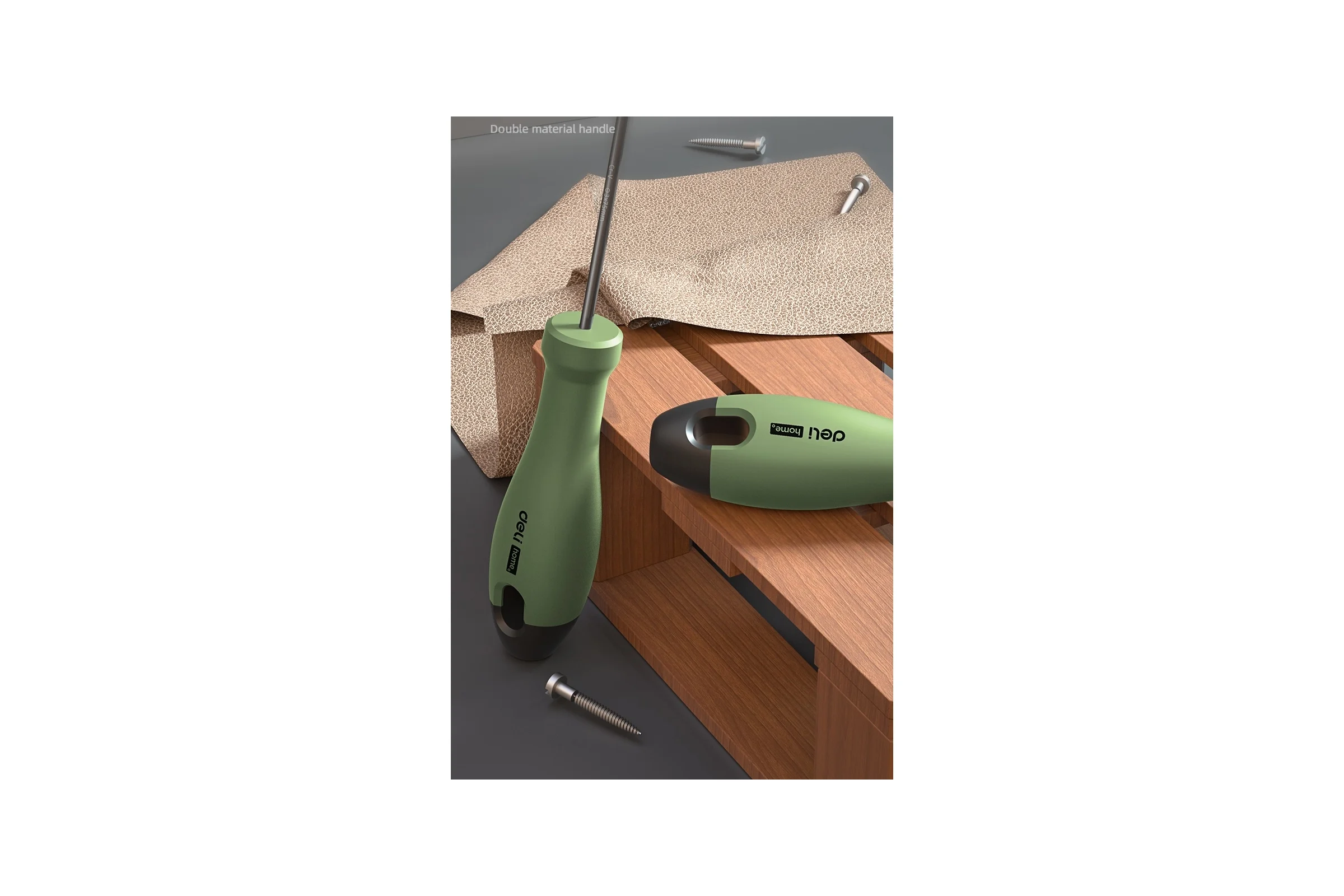 Шлицевая отвёртка Deli "Home Series Green" HT1103L SL3x75мм (Cr-V, Soft Touch рукоять, эксклюзивный дизайн, подарочная упаковка) 130292