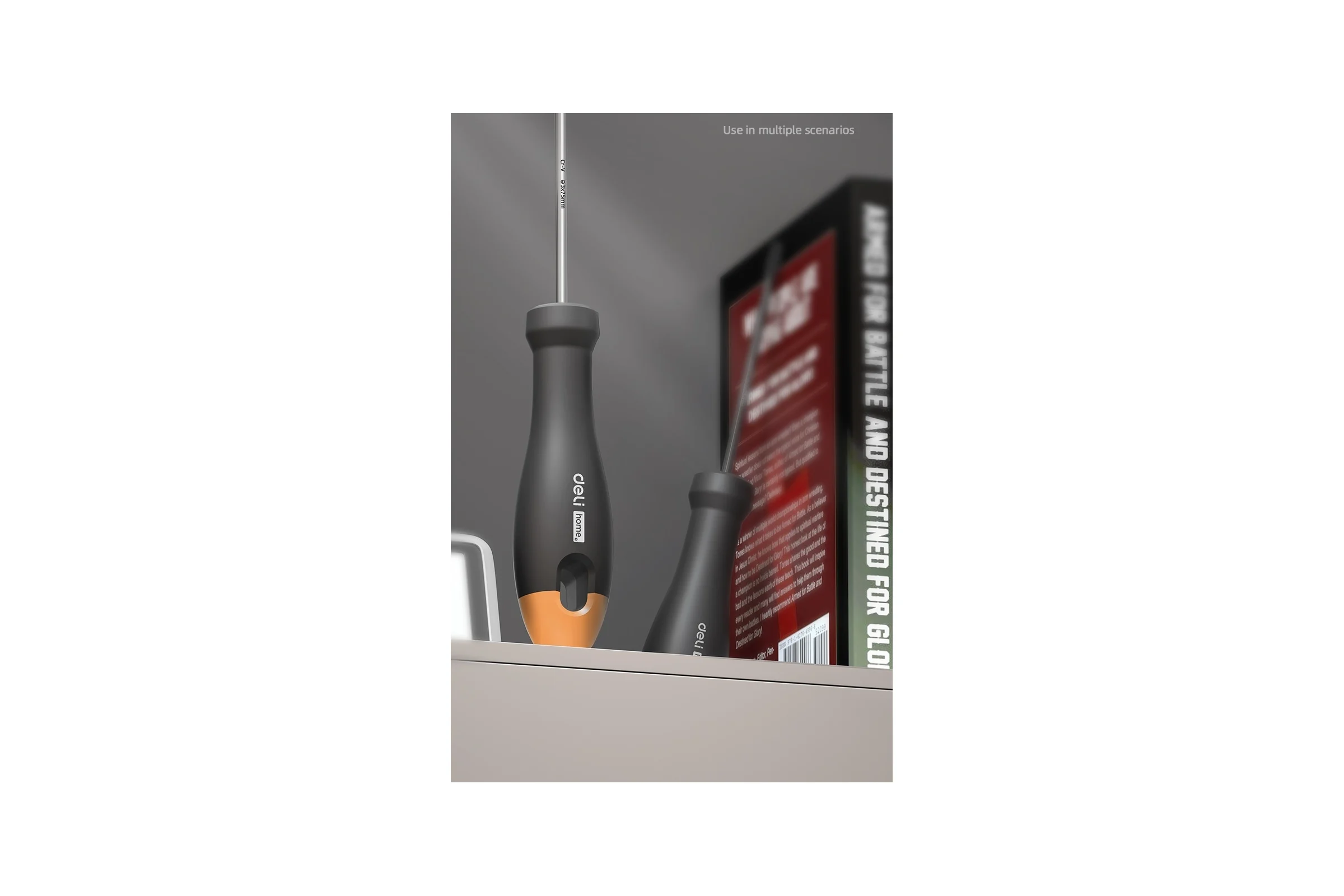 Шлицевая отвёртка Deli "Home Series Gray" HT1103C SL3x75мм (Cr-V, Soft Touch рукоять, эксклюзивный дизайн, подарочная упаковка) 130296
