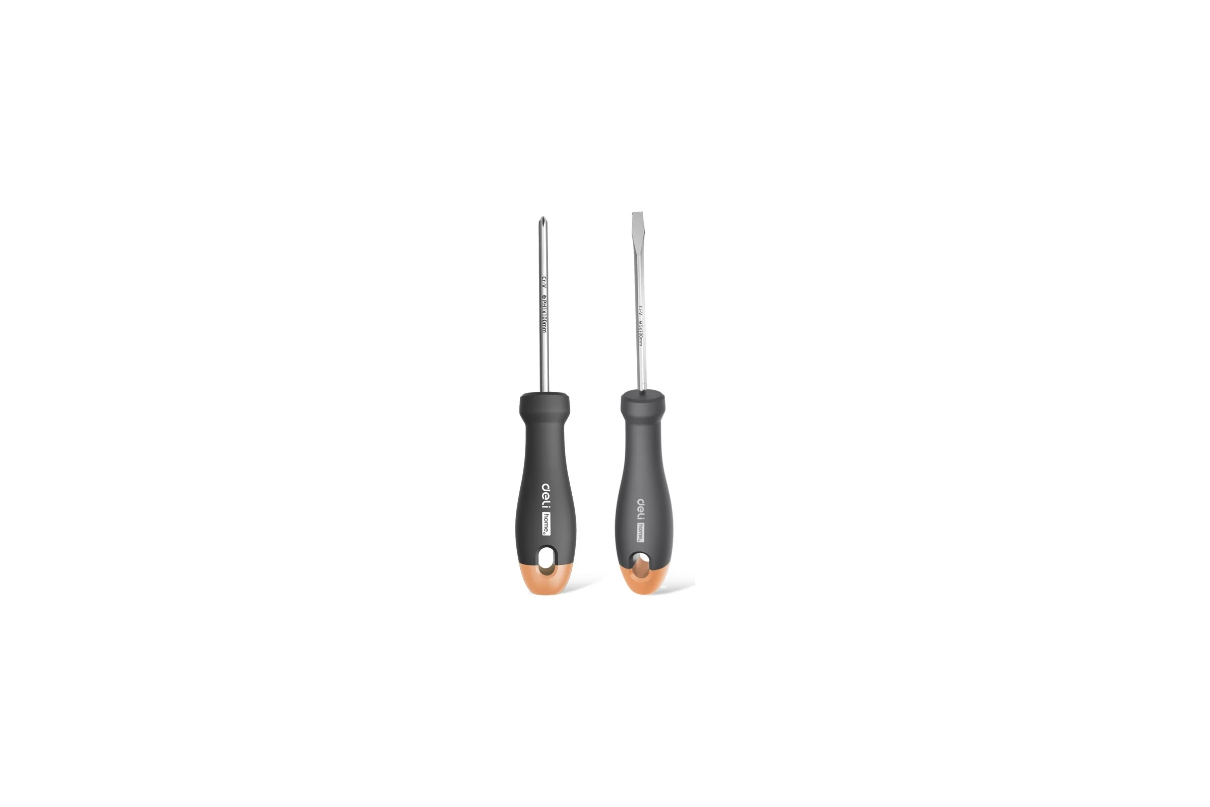 Набор отверток Deli «Home Series Gray» HT1002C 2шт (PH1x100, SL5x100, Cr-V, Soft Touch рукоятка, подарочная упаковка, эксклюзивный дизайн) 130281