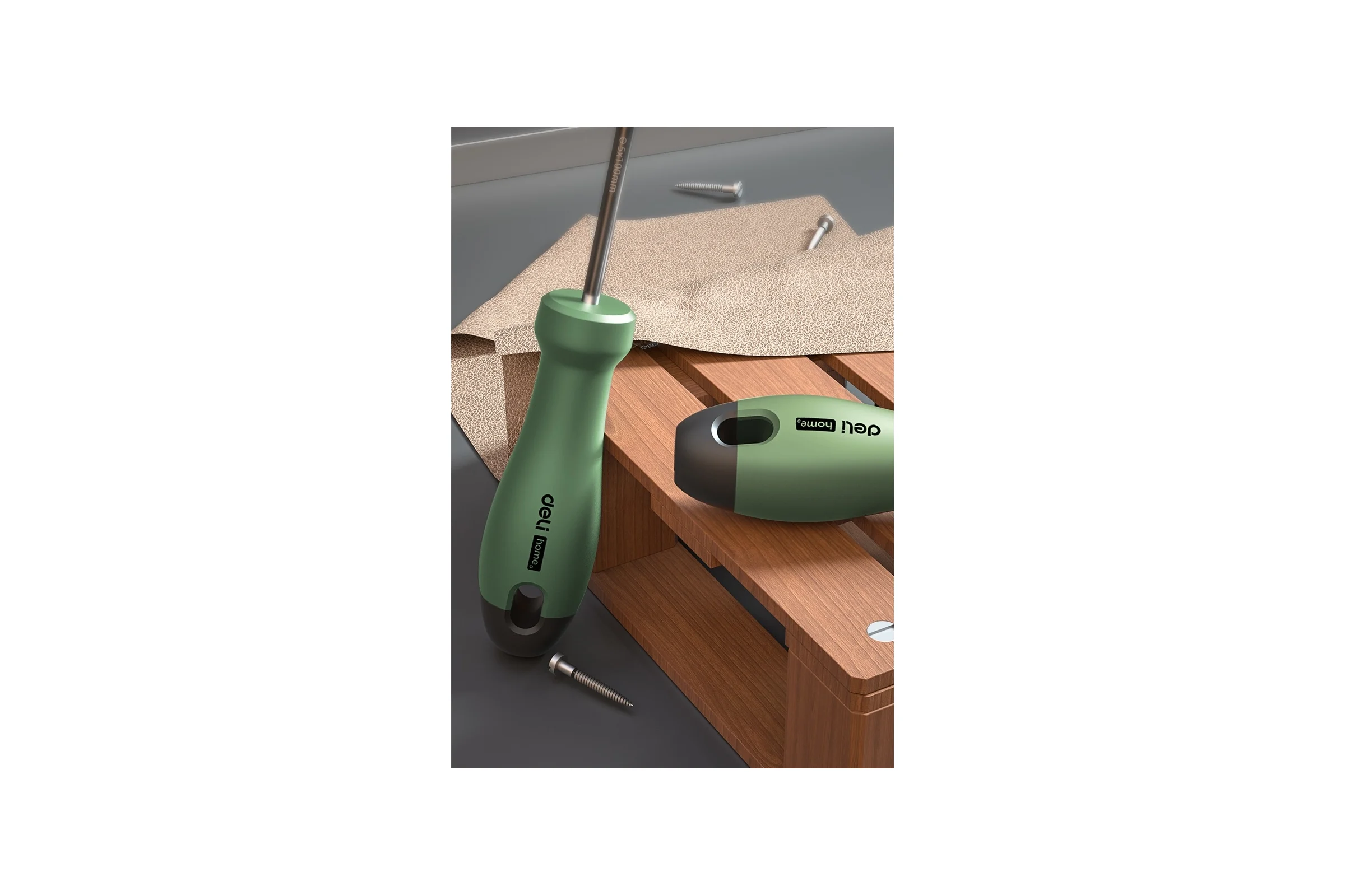 Набор отверток Deli «Home Series Green» HT1004L 4шт (PH1x100, PH2x150, SL5x100, SL6x150, Cr-V, Soft Touch рукоятка, эксклюзивный дизайн) 130275