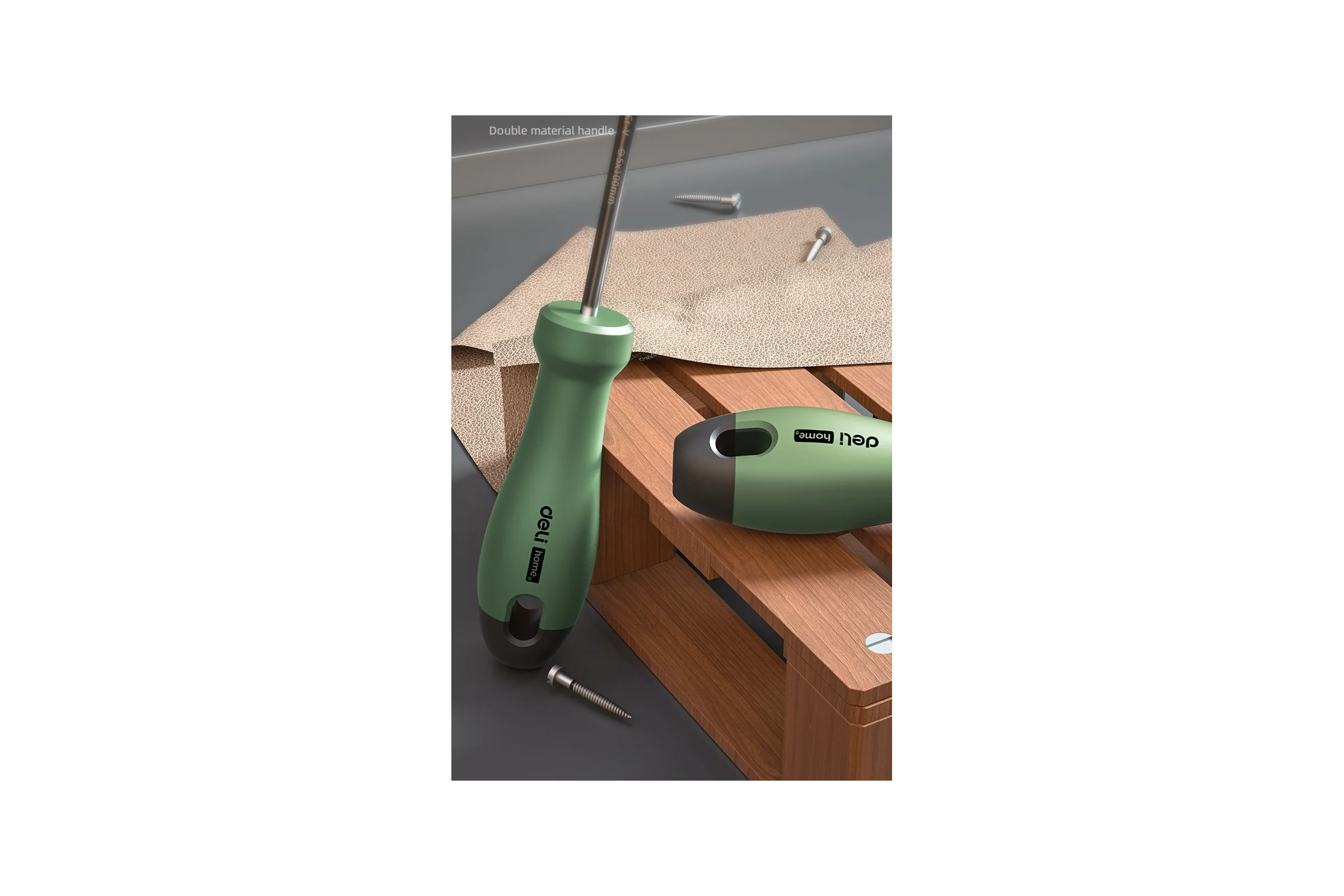 Набор отверток Deli «Home Series Green» HT1002L 2шт (PH1x100, SL5x100, Cr-V, Soft Touch рукоятка, подарочная упаковка, эксклюзивный дизайн) 130274